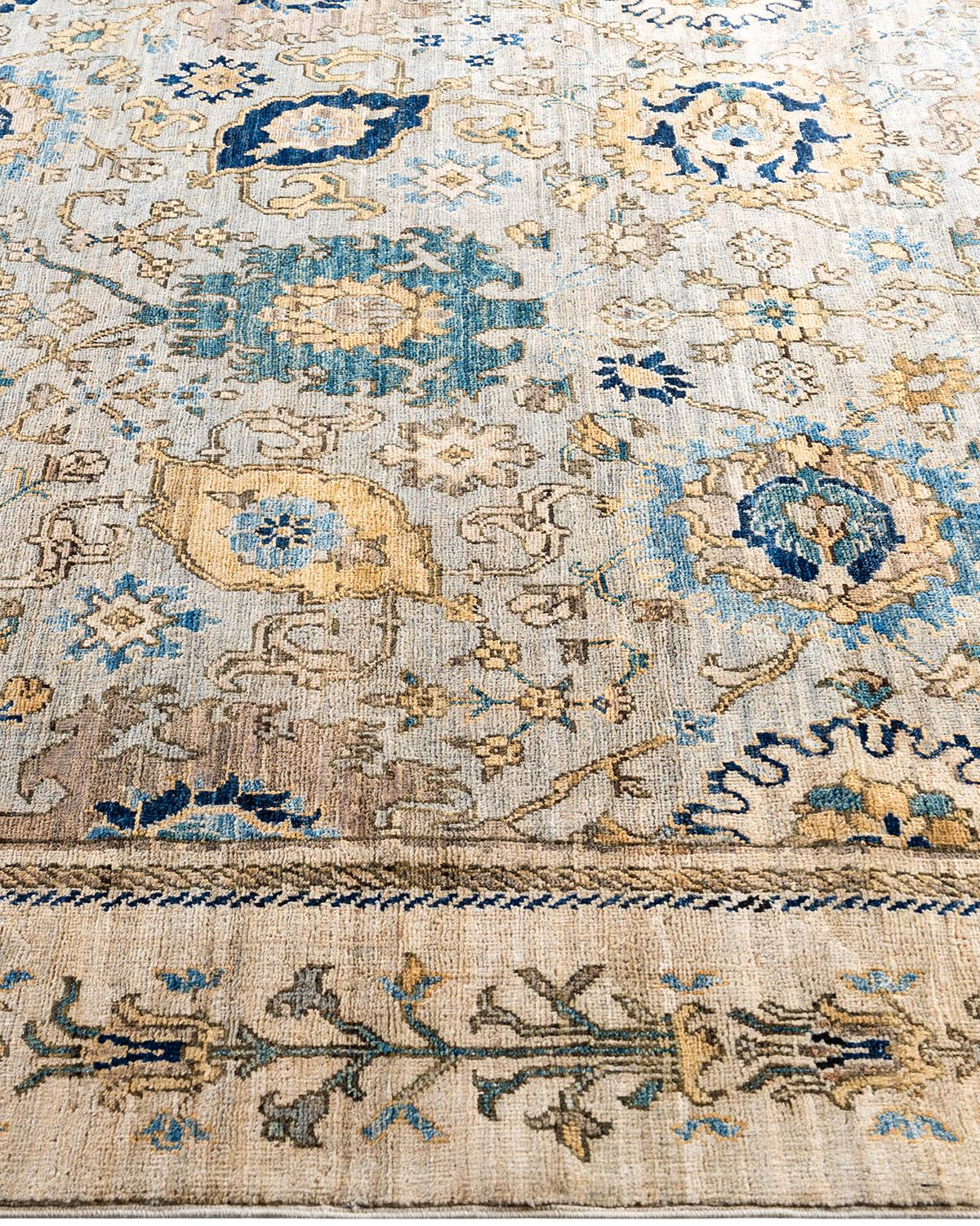 Tapis traditionnel Serapi noué à la main gris de 5' 9