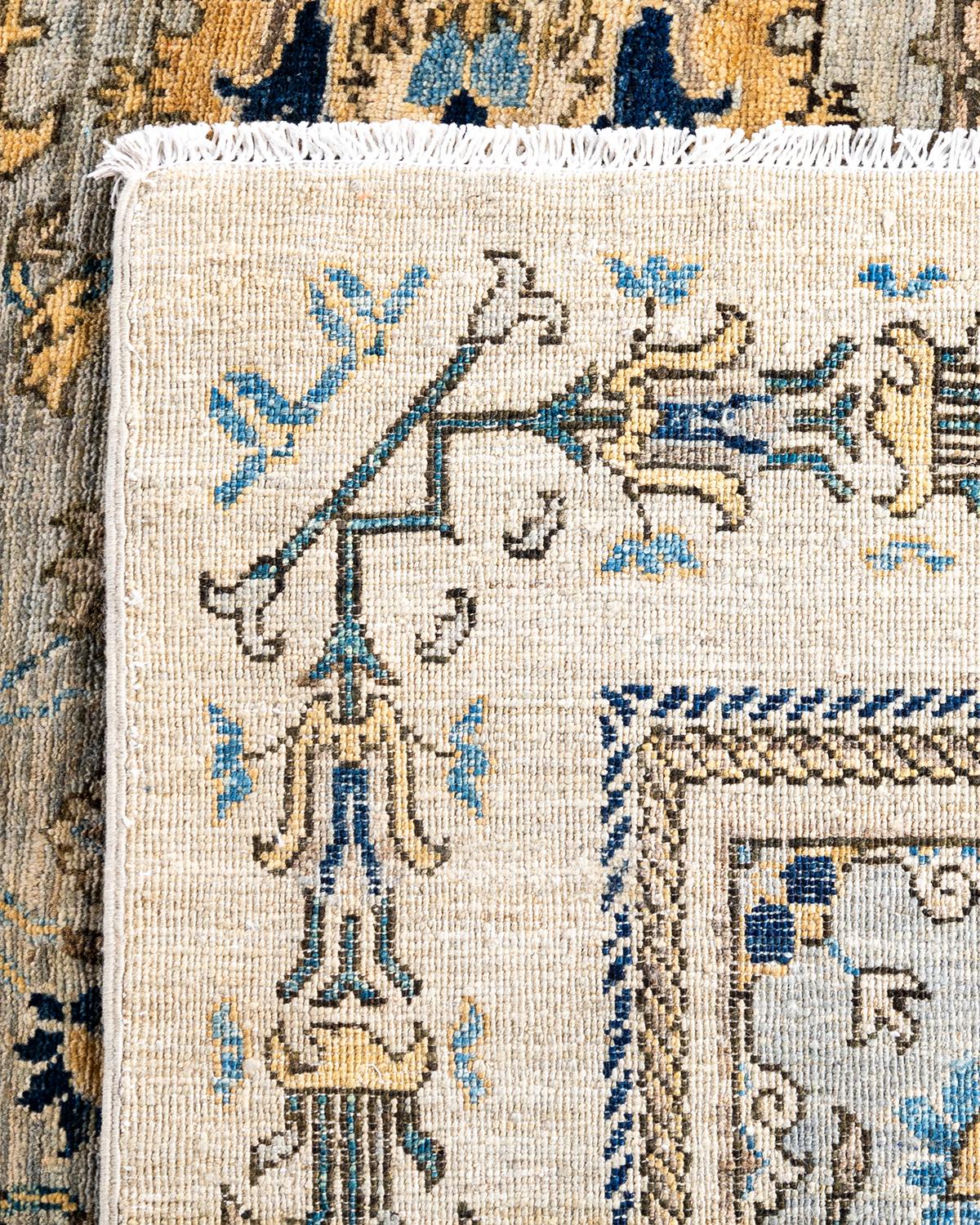 XXIe siècle et contemporain Tapis traditionnel Serapi noué à la main gris de 5' 9