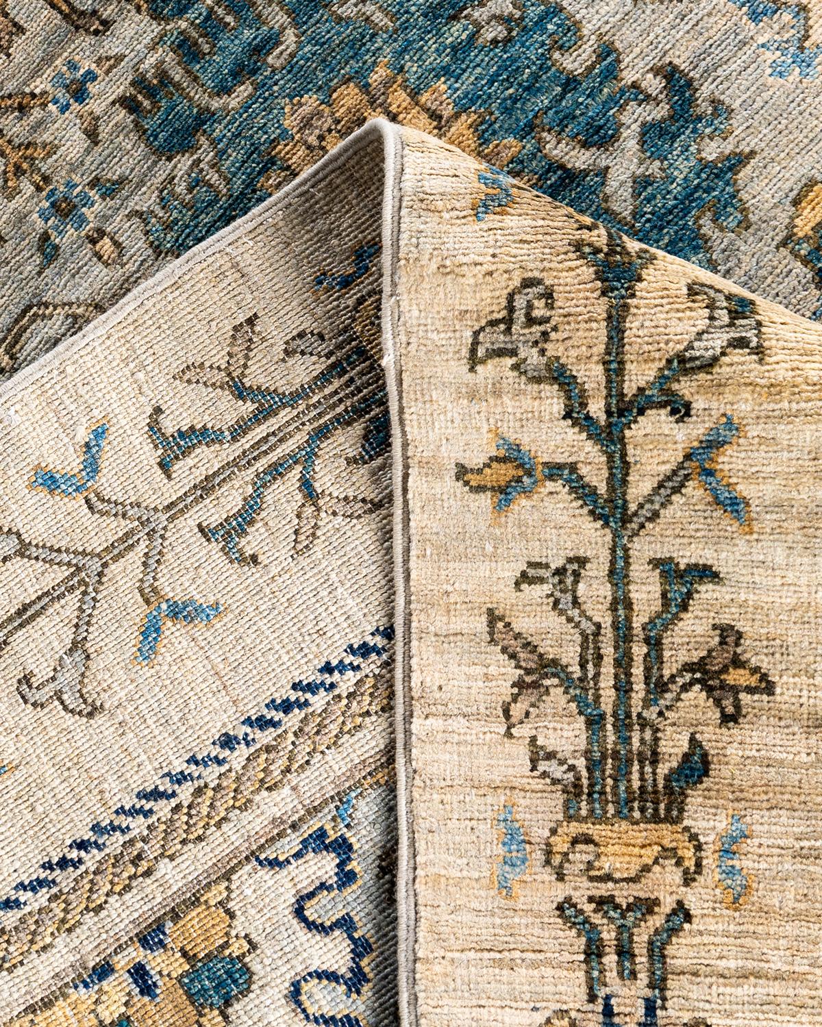 Laine Tapis traditionnel Serapi noué à la main gris de 5' 9