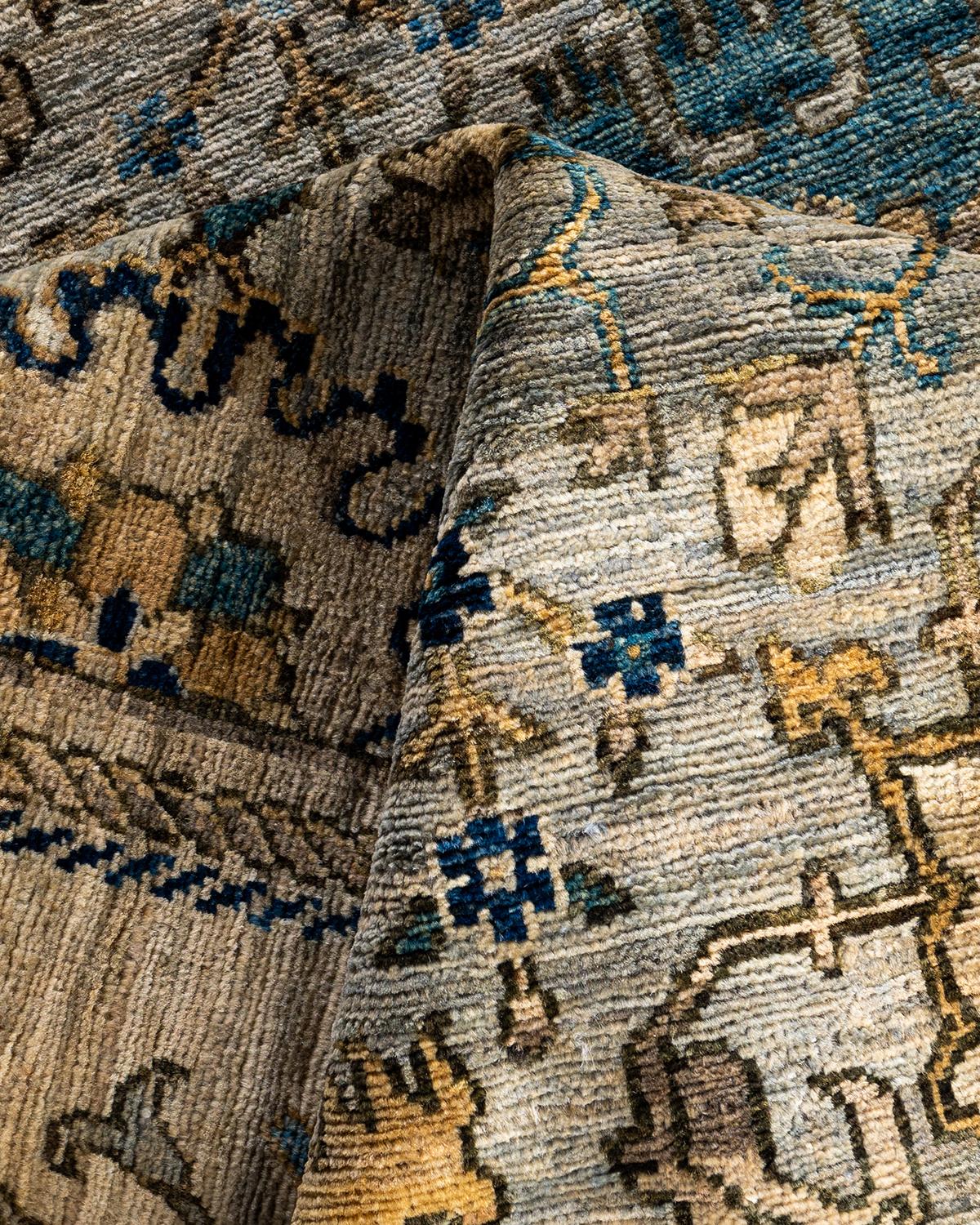 Tapis traditionnel Serapi noué à la main gris de 5' 9