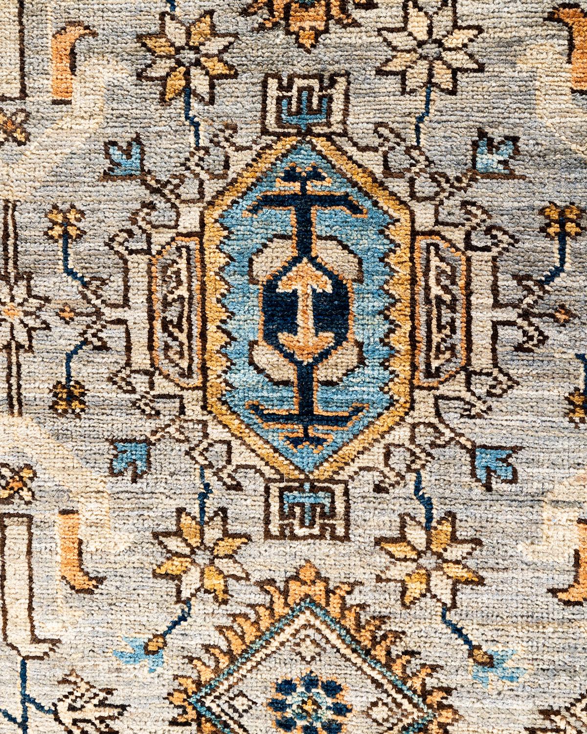 Pakistanais Tapis traditionnel Serapi noué à la main gris de 6' 1