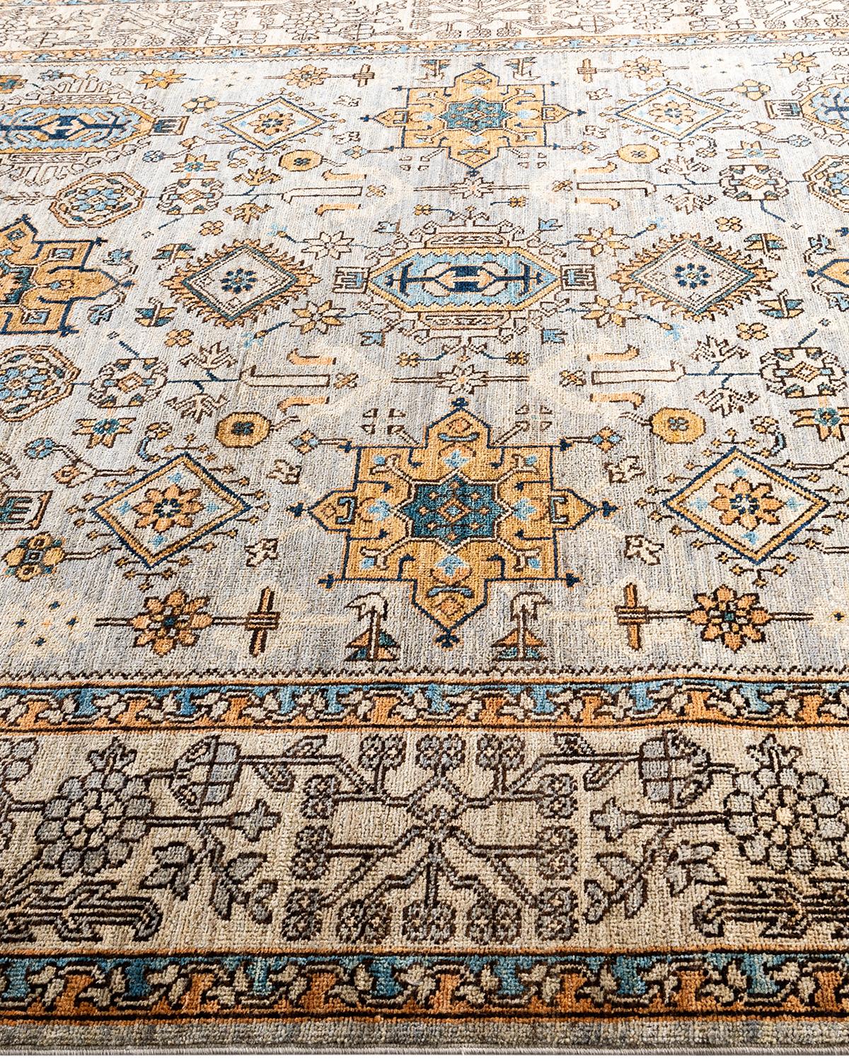 Tapis traditionnel Serapi noué à la main gris de 6' 1