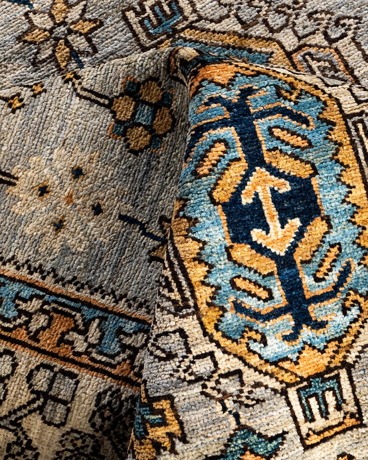Tapis traditionnel Serapi noué à la main gris de 6' 1