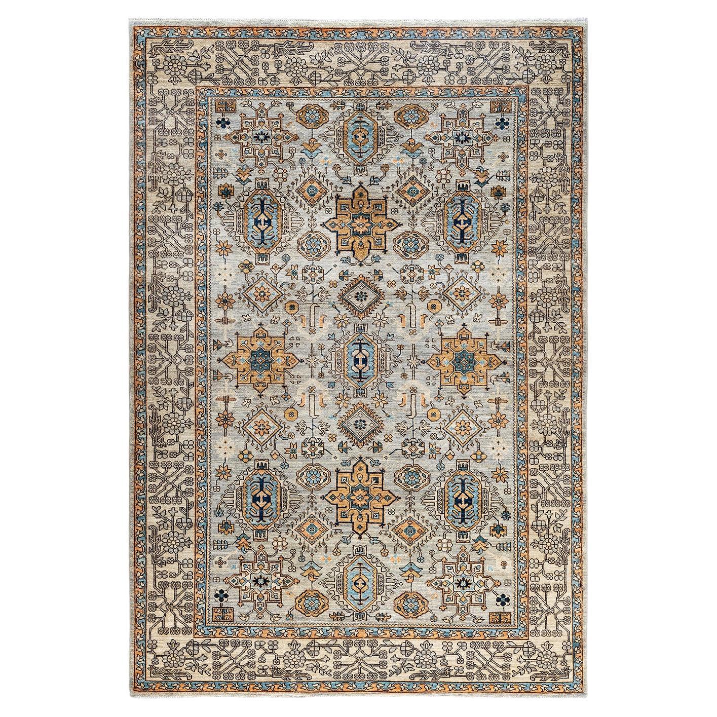 Traditional Serapi Hand Knotted Wool Gray Area Rug 6' 1" x 9' 0"