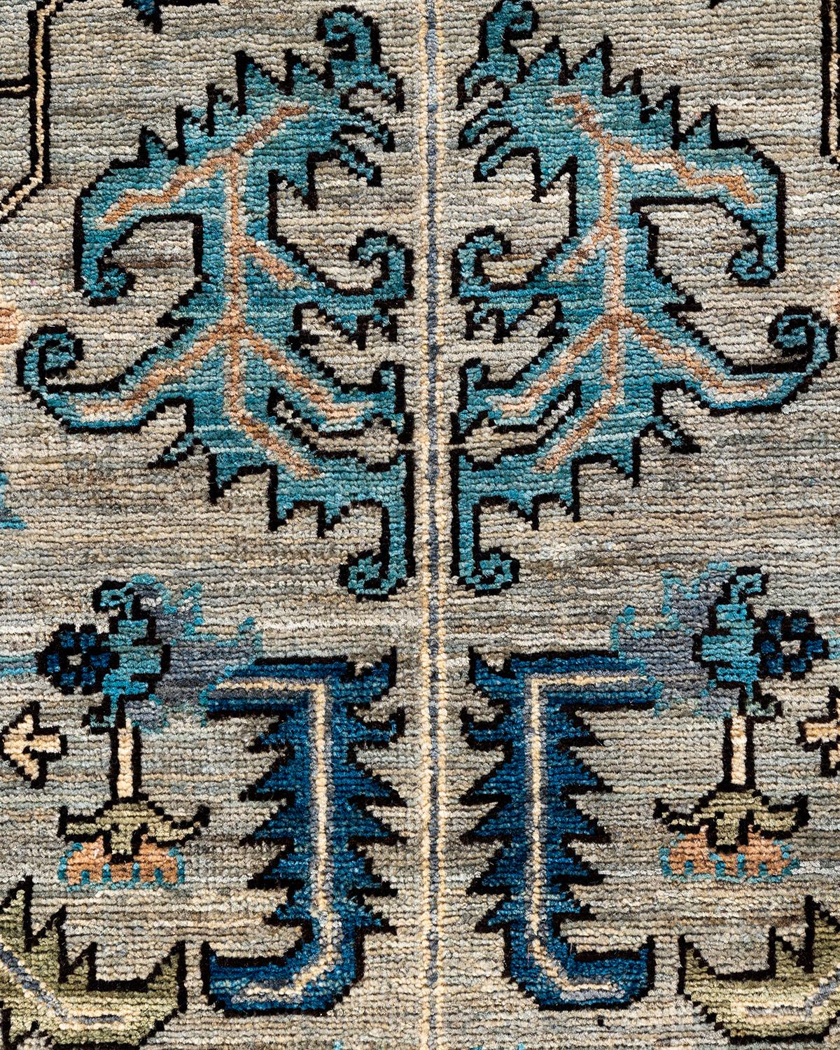 Pakistanais Tapis traditionnel Serapi noué à la main gris de 6' 3