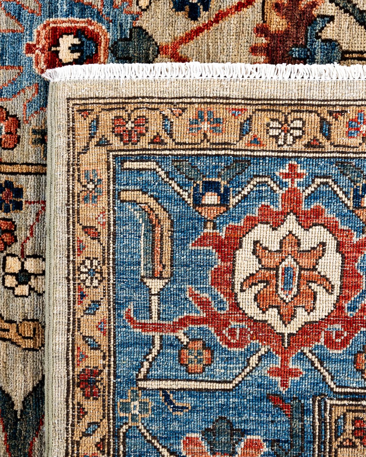 Traditioneller handgeknüpfter Serapi grauer Teppich aus Wolle 7' 11