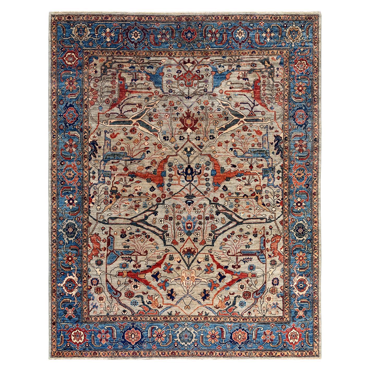 Traditional Serapi Hand Knotted Wool Gray Area Rug 7' 11" x 10' 1"