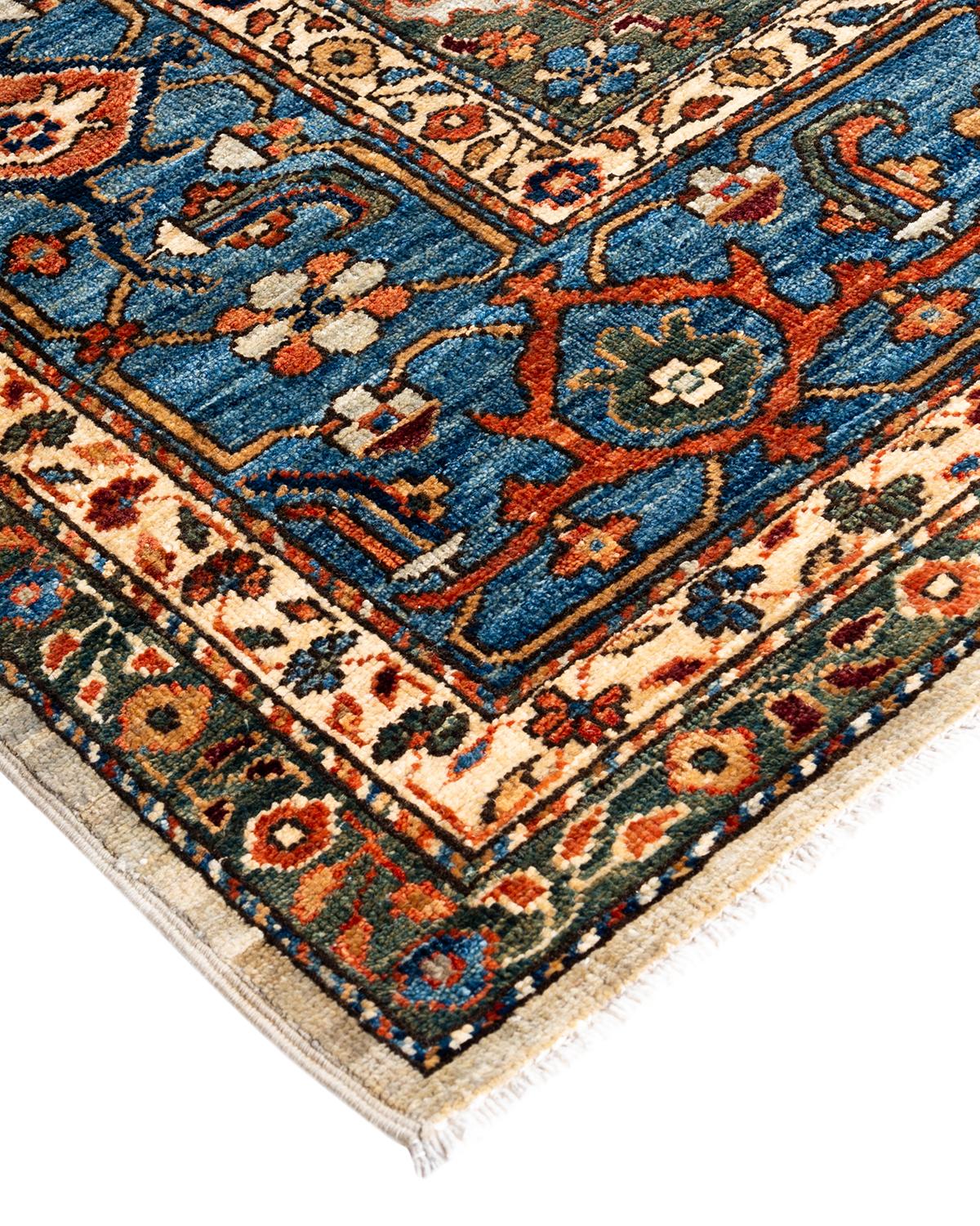 Persian rug-making at its finest inspired the rich colors, elaborate geometric motifs, and botanical detailing of the Serapi collection. With as many as 100 knots per inch, these handcrafted rugs are as durable as they are visually stunning, and