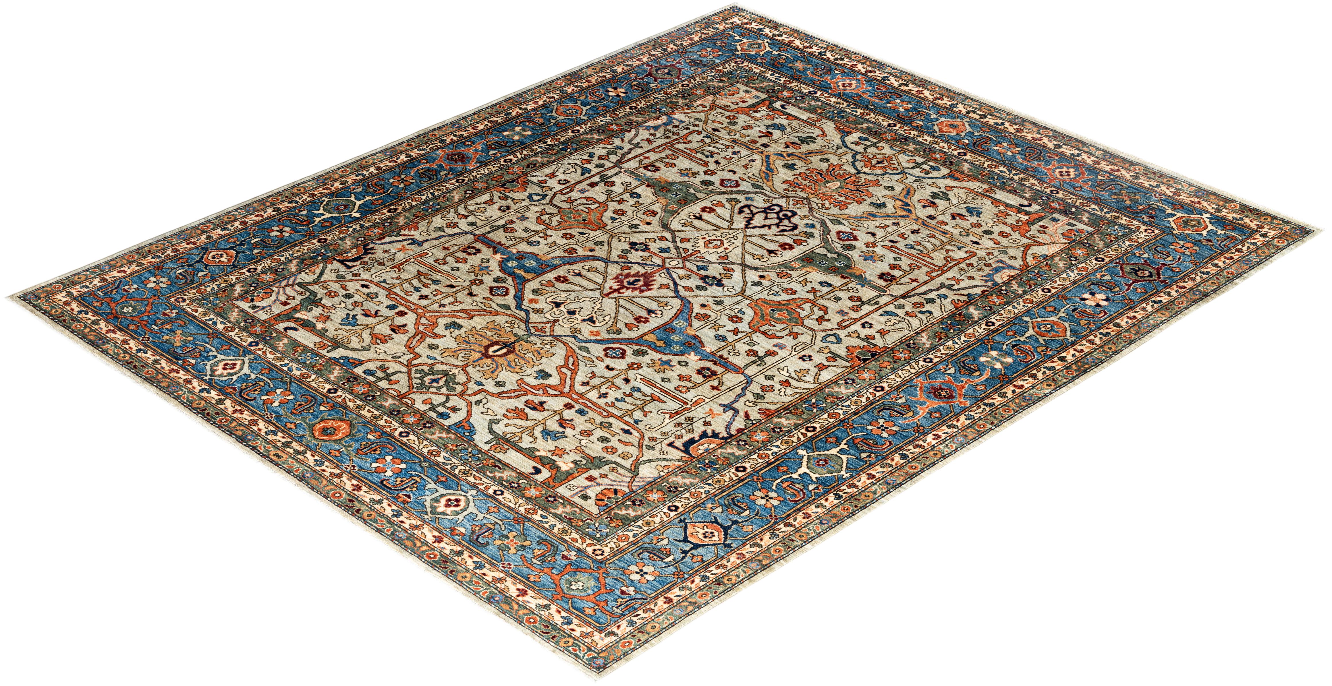 Traditional Serapi Hand Knotted Wool Gray Area Rug 8' 0