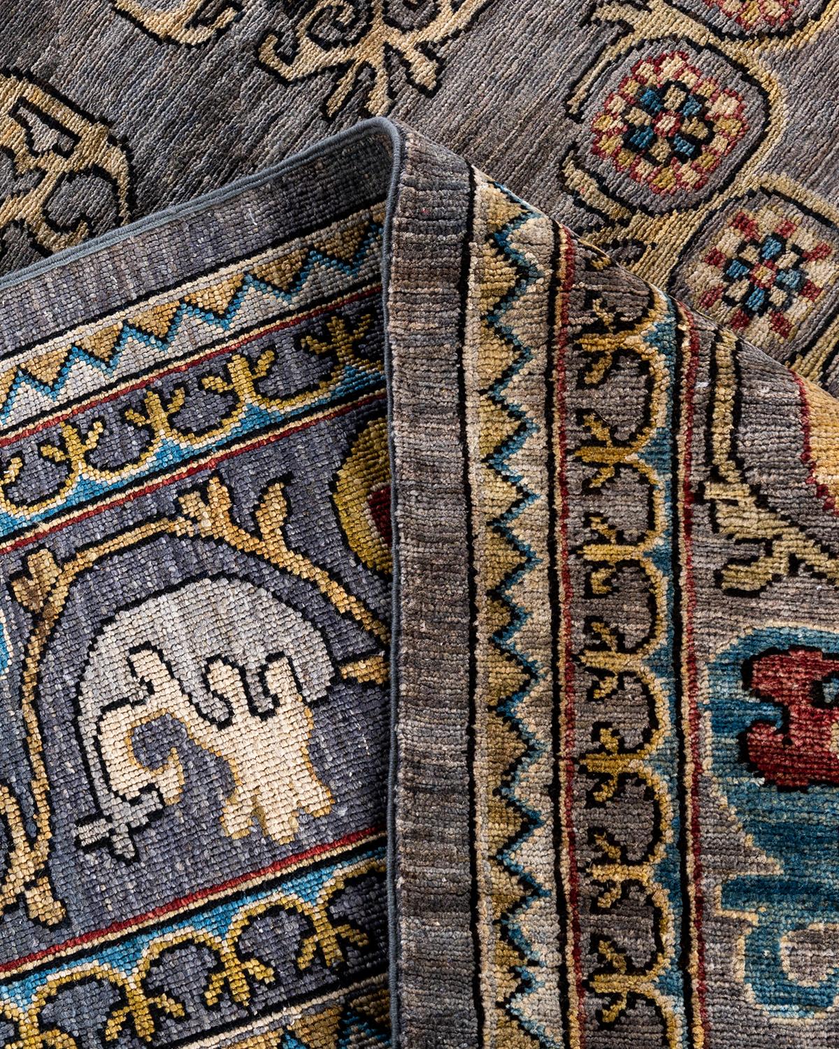 Laine Tapis traditionnel Serapi noué à la main gris de 8' 0
