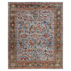 Traditional Serapi Hand Knotted Wool Gray Area Rug 8' 0" x 9' 9"