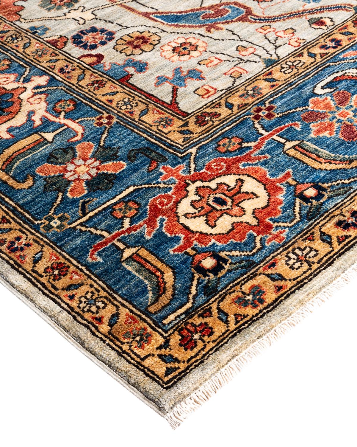 Persian rug-making at its finest inspired the rich colors, elaborate geometric motifs, and botanical detailing of the Serapi collection. With as many as 100 knots per inch, these handcrafted rugs are as durable as they are visually stunning, and