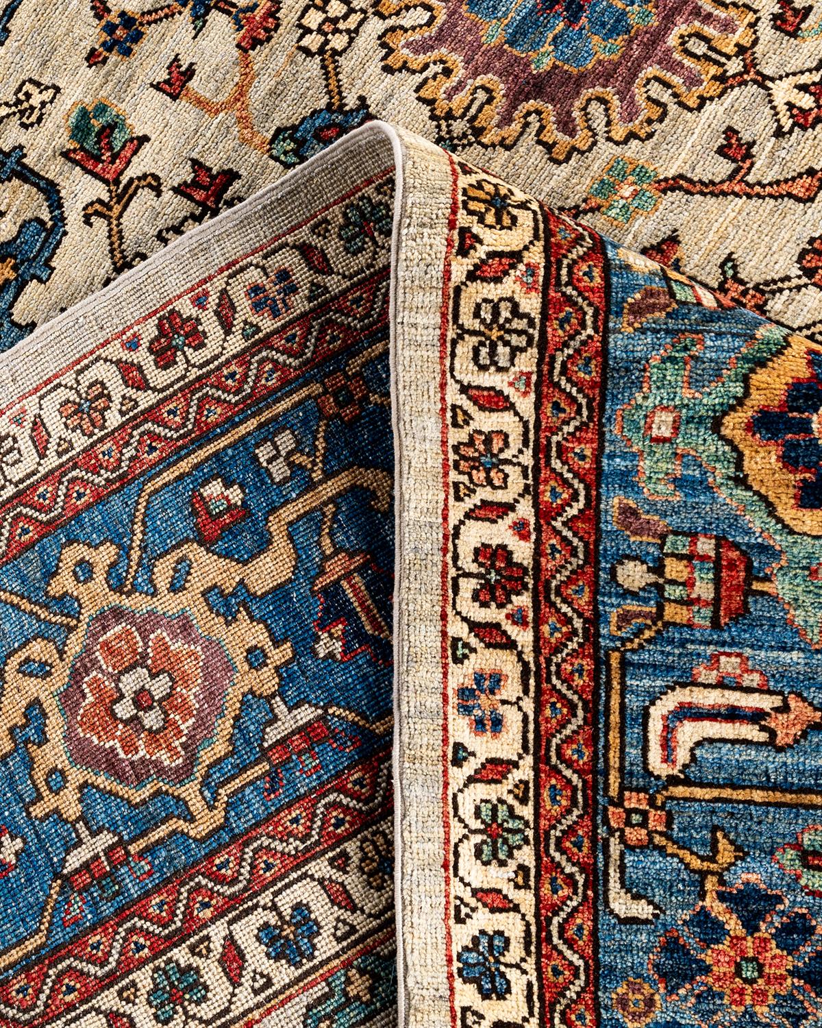 Laine Tapis traditionnel Serapi noué à la main gris de 8' 3