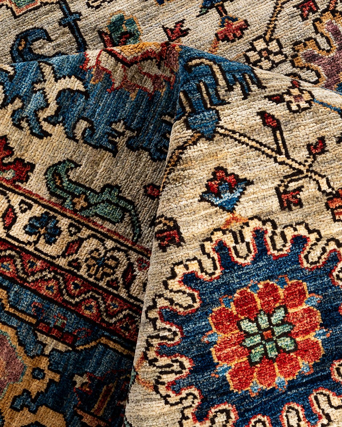 Tapis traditionnel Serapi noué à la main gris de 8' 3