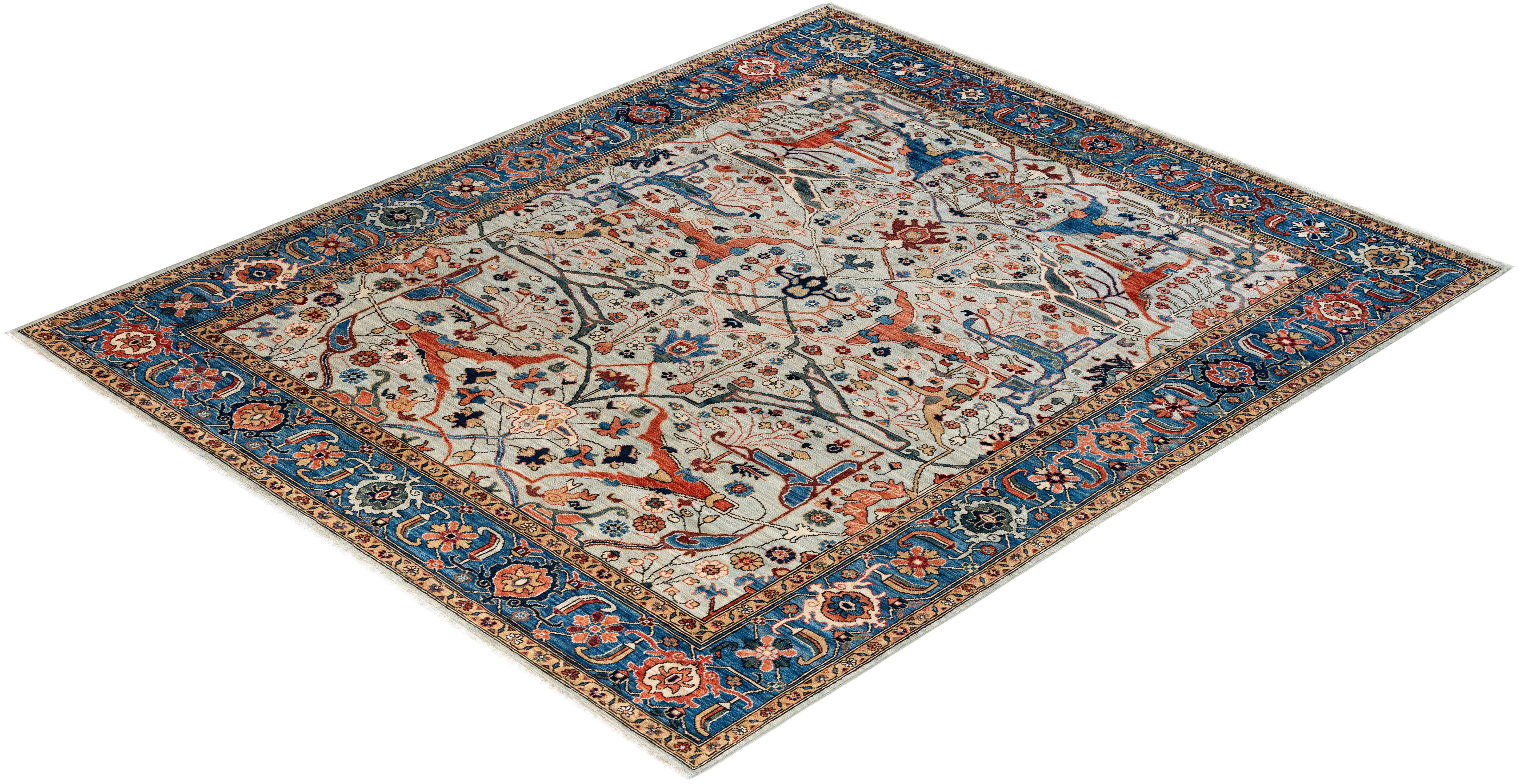 Traditional Serapi Hand Knotted Wool Gray Area Rug 8' 3