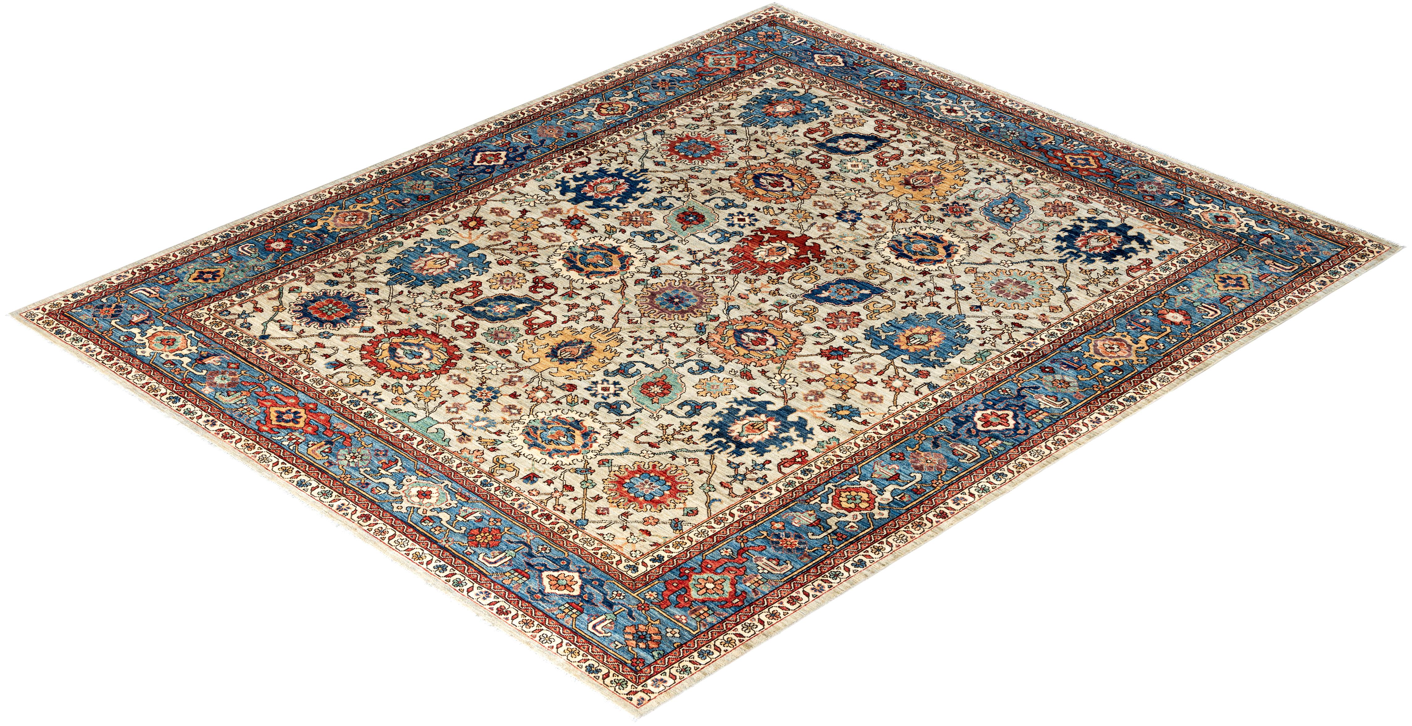 Tapis traditionnel Serapi noué à la main gris de 8' 3