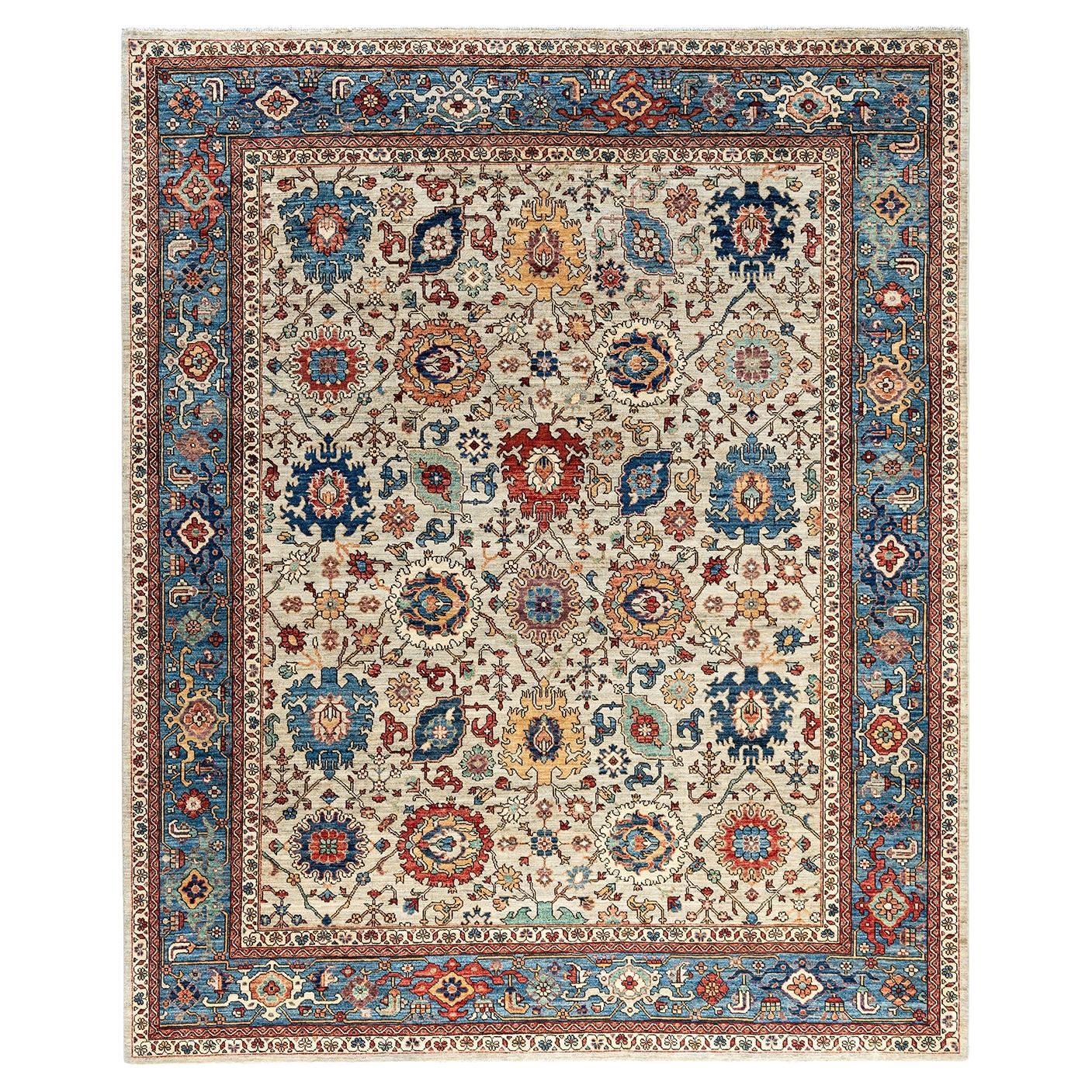 Tapis traditionnel Serapi noué à la main gris de 8' 3" x 9' 10"