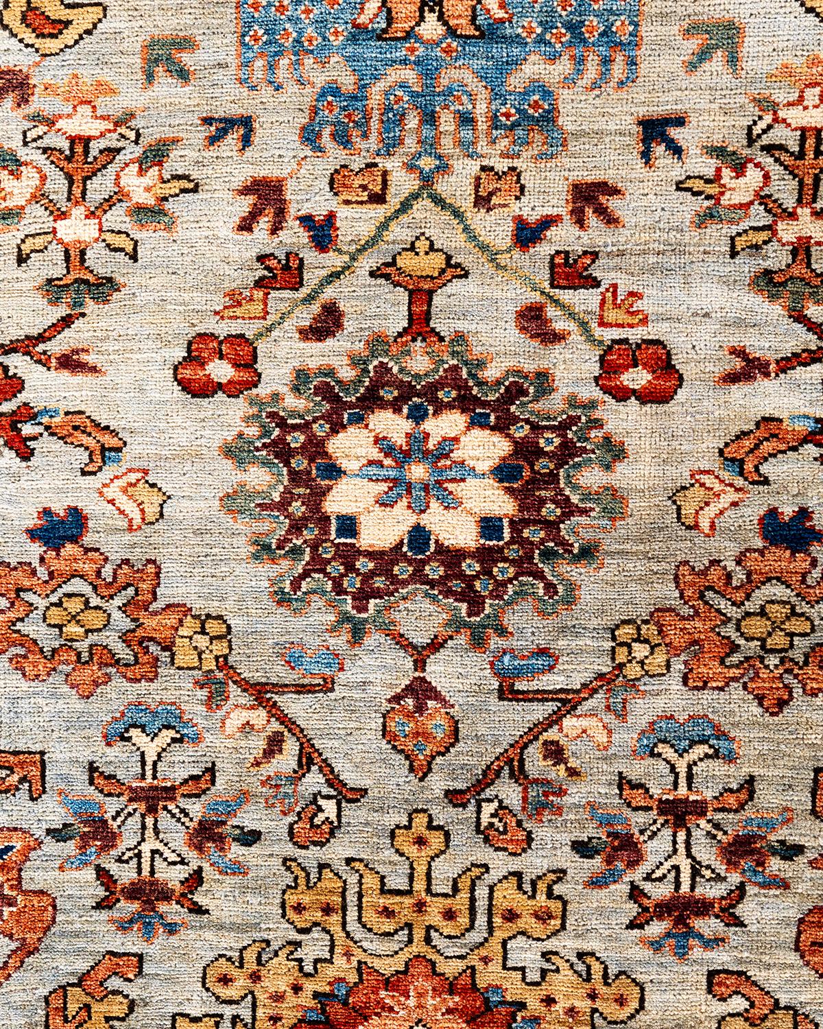 Pakistanais Tapis traditionnel Serapi noué à la main gris de 9' 0