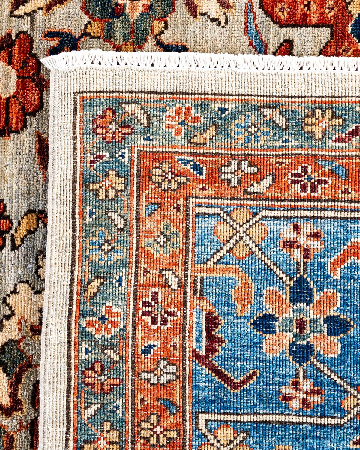 Tapis traditionnel Serapi noué à la main gris de 9' 0