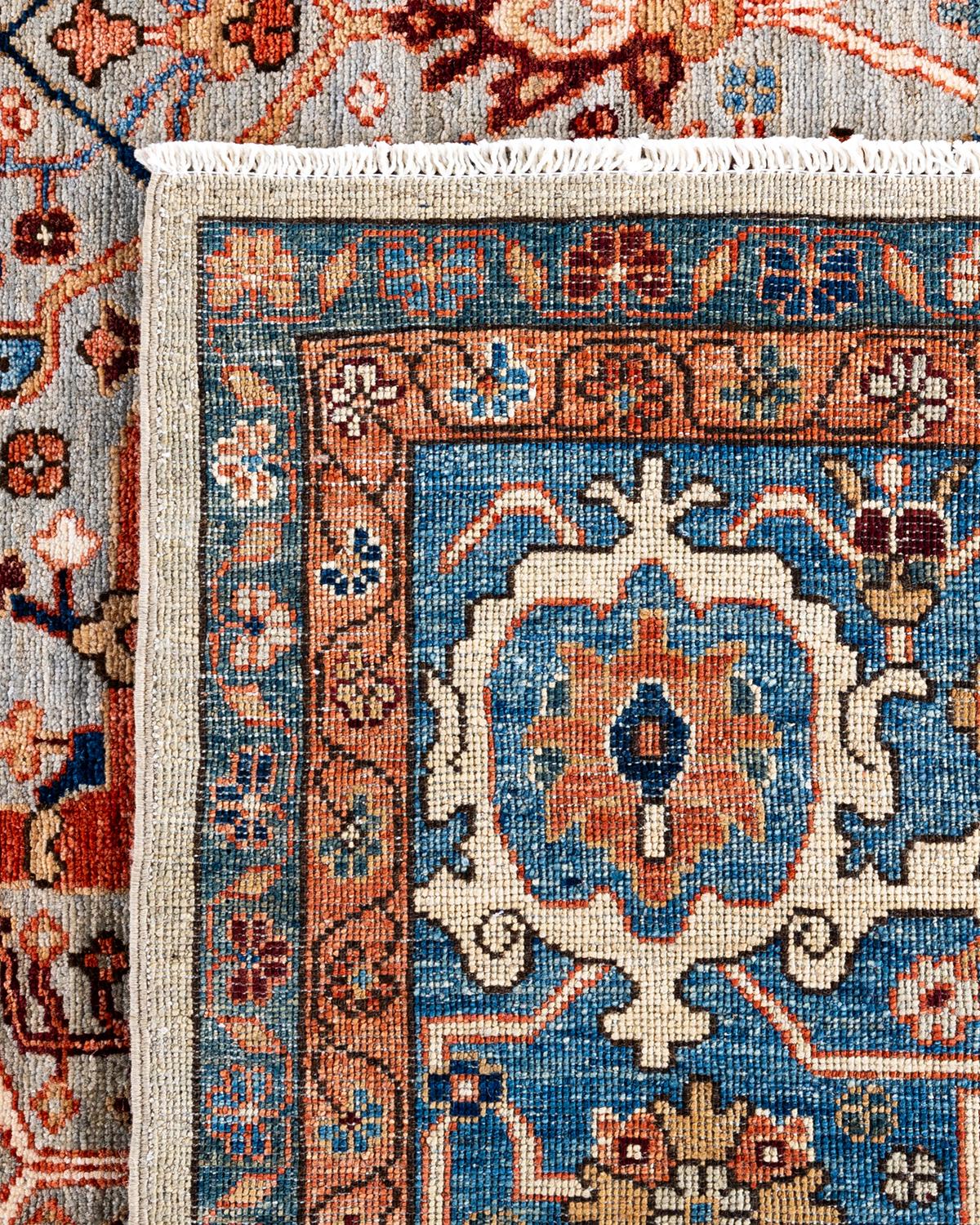 Tapis traditionnel Serapi noué à la main gris de 9' 0