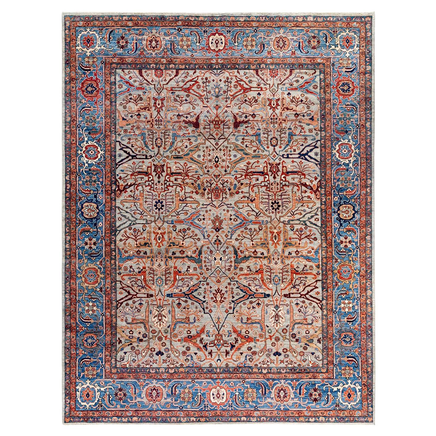 Traditional Serapi Hand Knotted Wool Gray Area Rug 9' 0" x 11' 8"