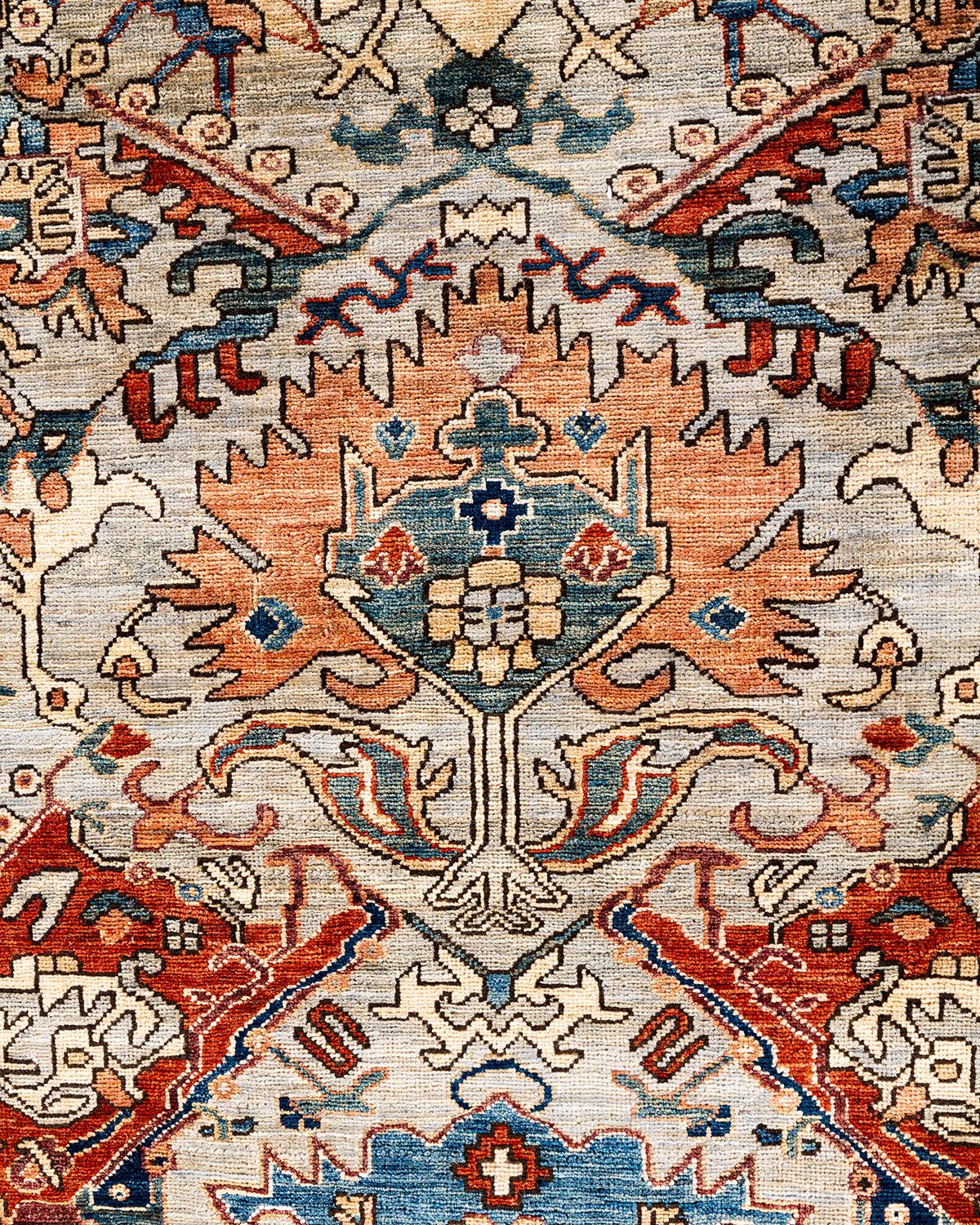 Pakistanais Tapis traditionnel Serapi noué à la main gris de 9' 0