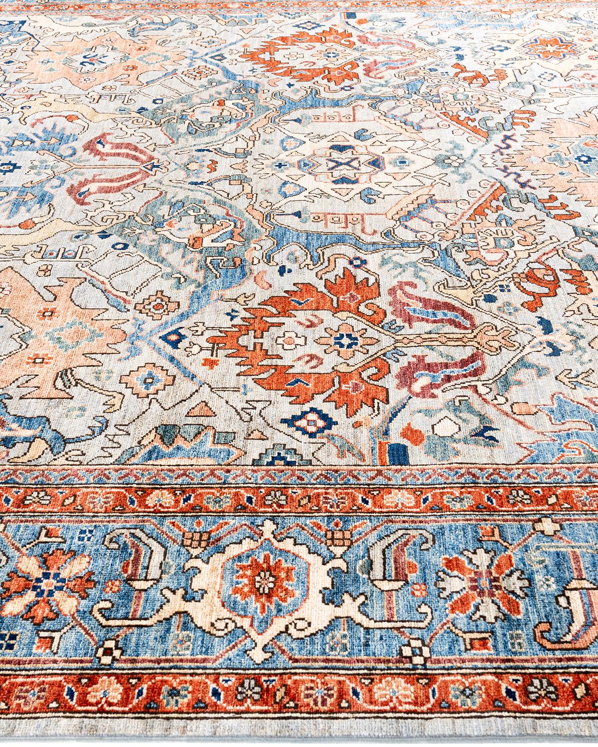 Noué à la main Tapis traditionnel Serapi noué à la main gris de 9' 0