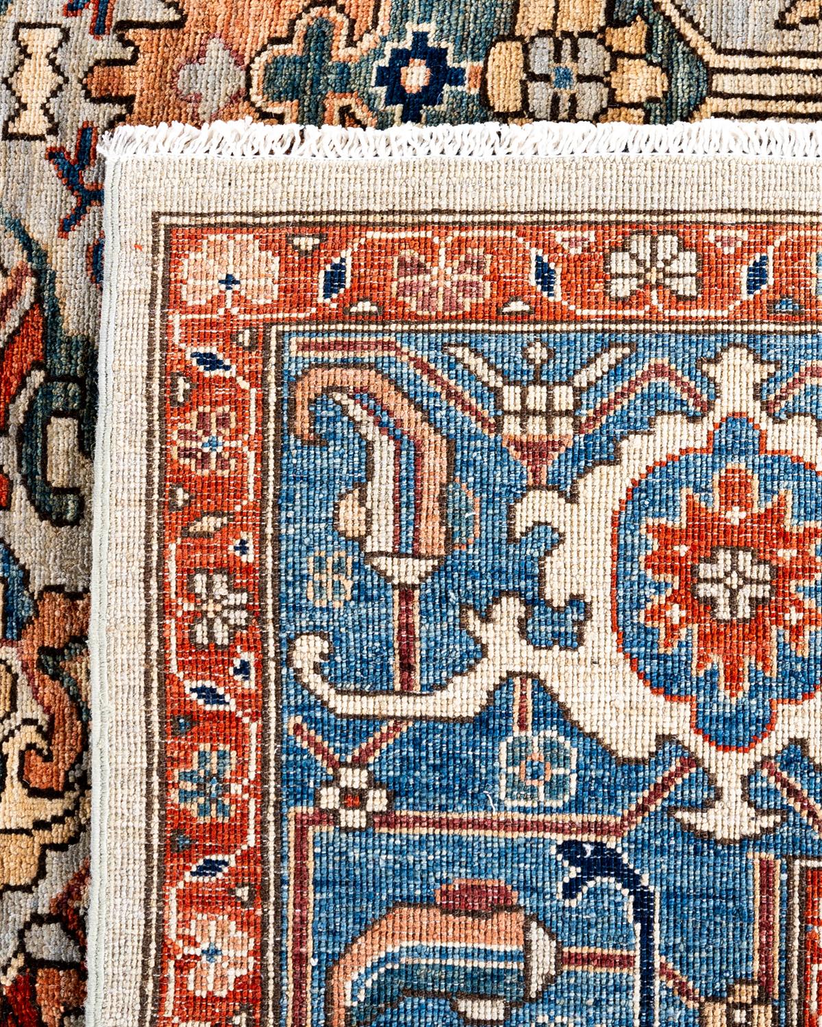 Tapis traditionnel Serapi noué à la main gris de 9' 0