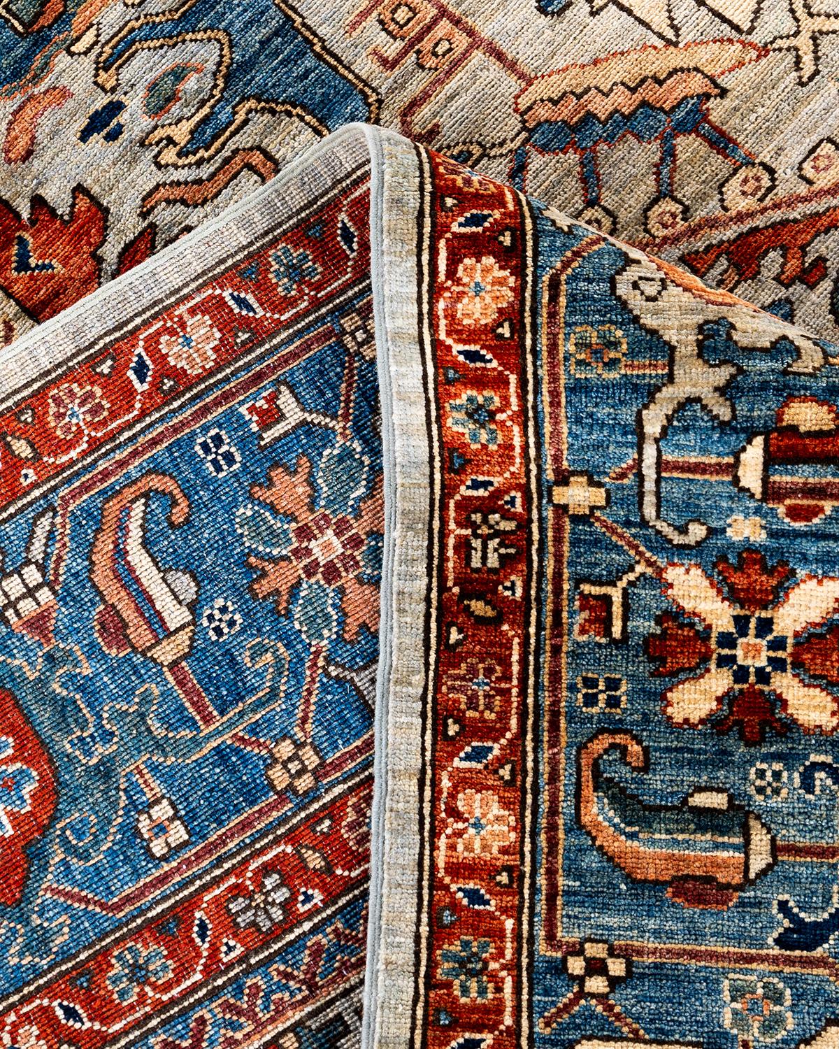 XXIe siècle et contemporain Tapis traditionnel Serapi noué à la main gris de 9' 0