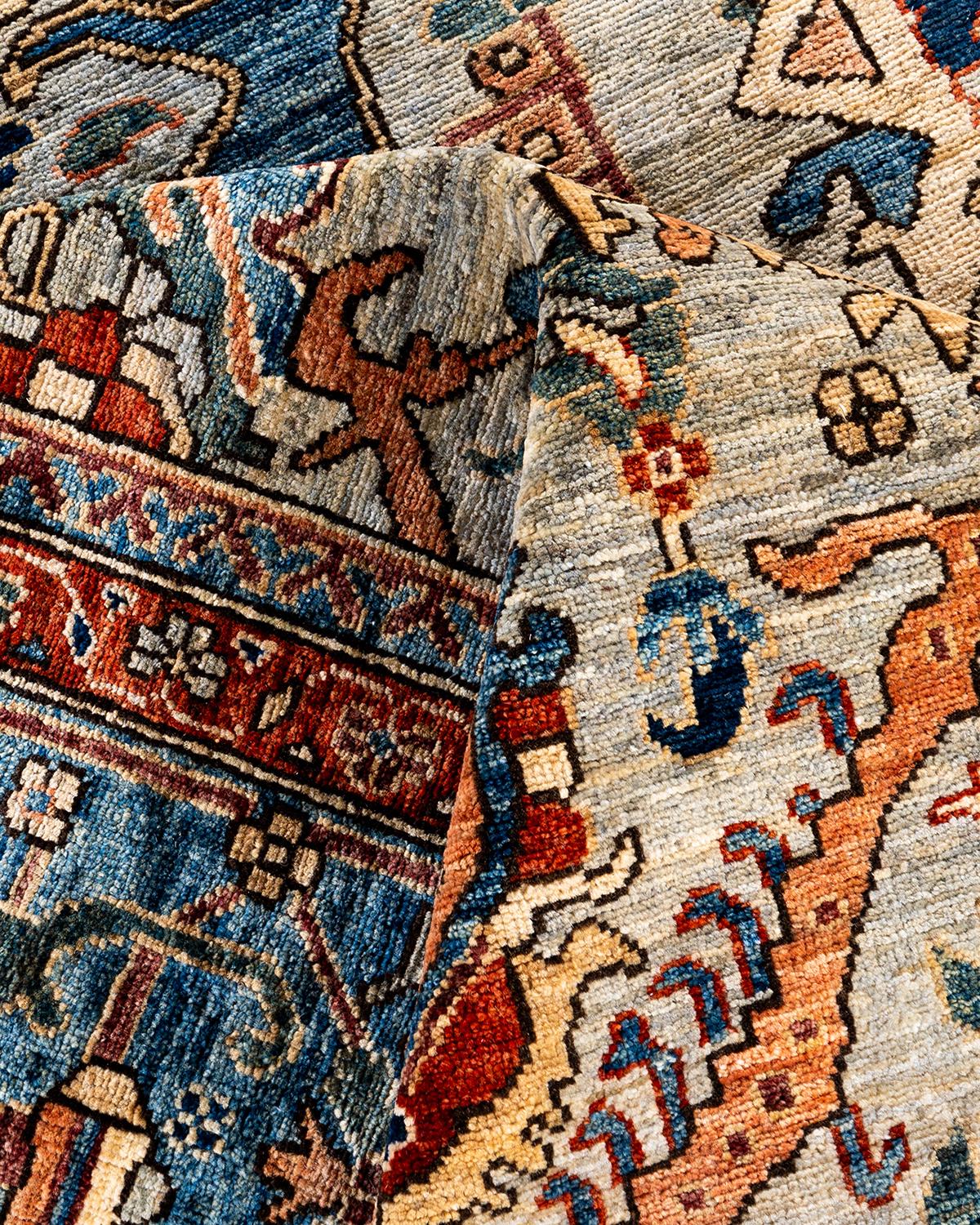 Laine Tapis traditionnel Serapi noué à la main gris de 9' 0