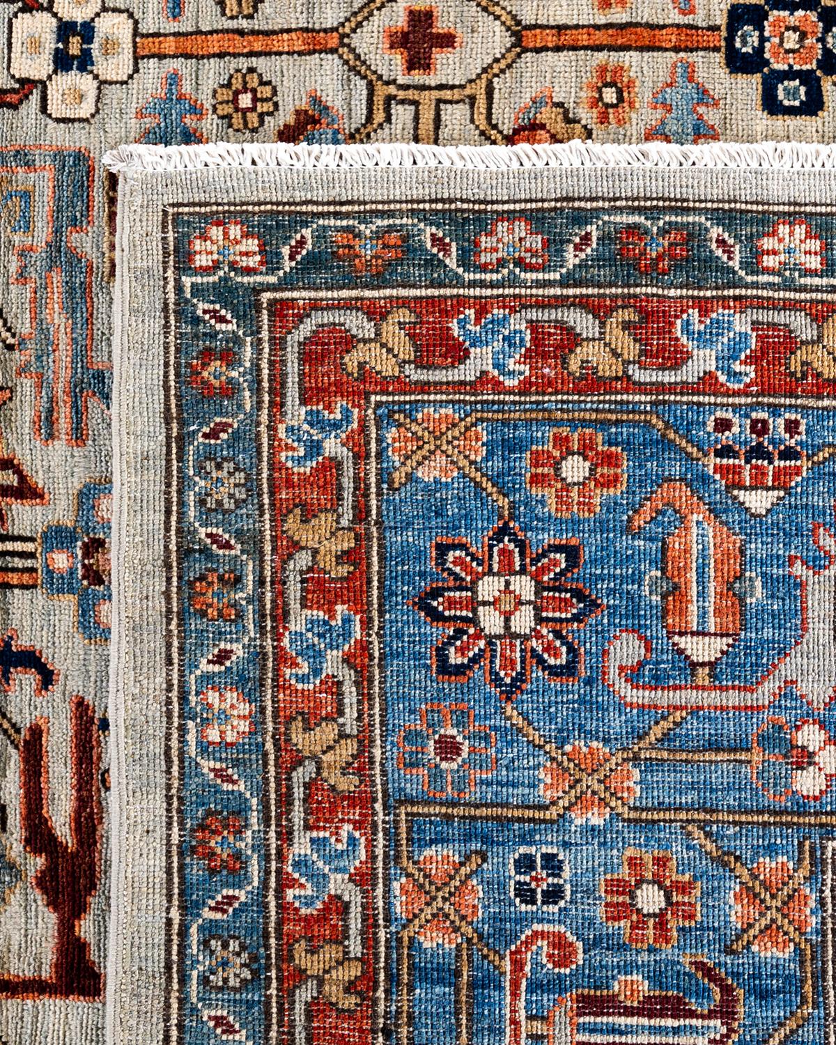 Tapis traditionnel Serapi noué à la main gris 9' 4