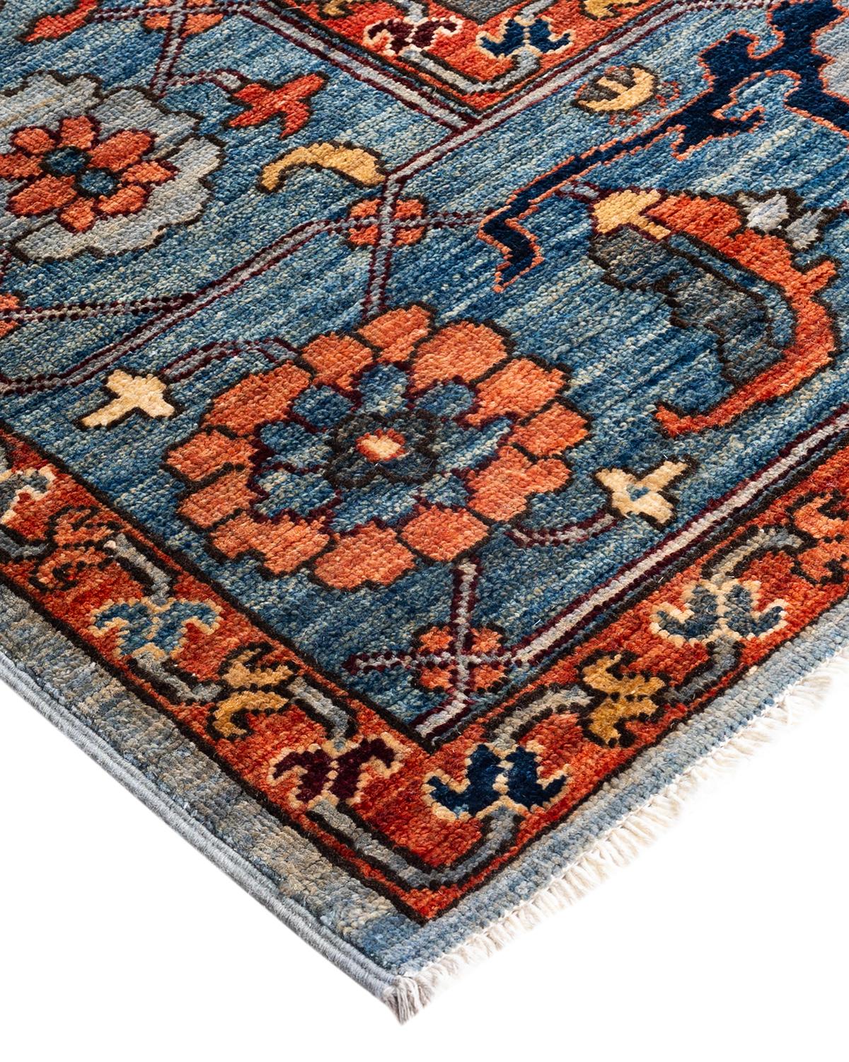 Persian rug-making at its finest inspired the rich colors, elaborate geometric motifs, and botanical detailing of the Serapi collection. With as many as 100 knots per inch, these handcrafted rugs are as durable as they are visually stunning, and