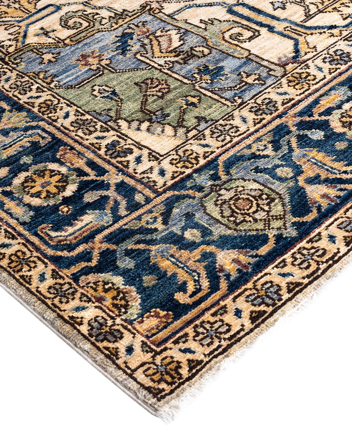 Persian rug-making at its finest inspired the rich colors, elaborate geometric motifs, and botanical detailing of the Serapi collection. With as many as 100 knots per inch, these handcrafted rugs are as durable as they are visually stunning, and