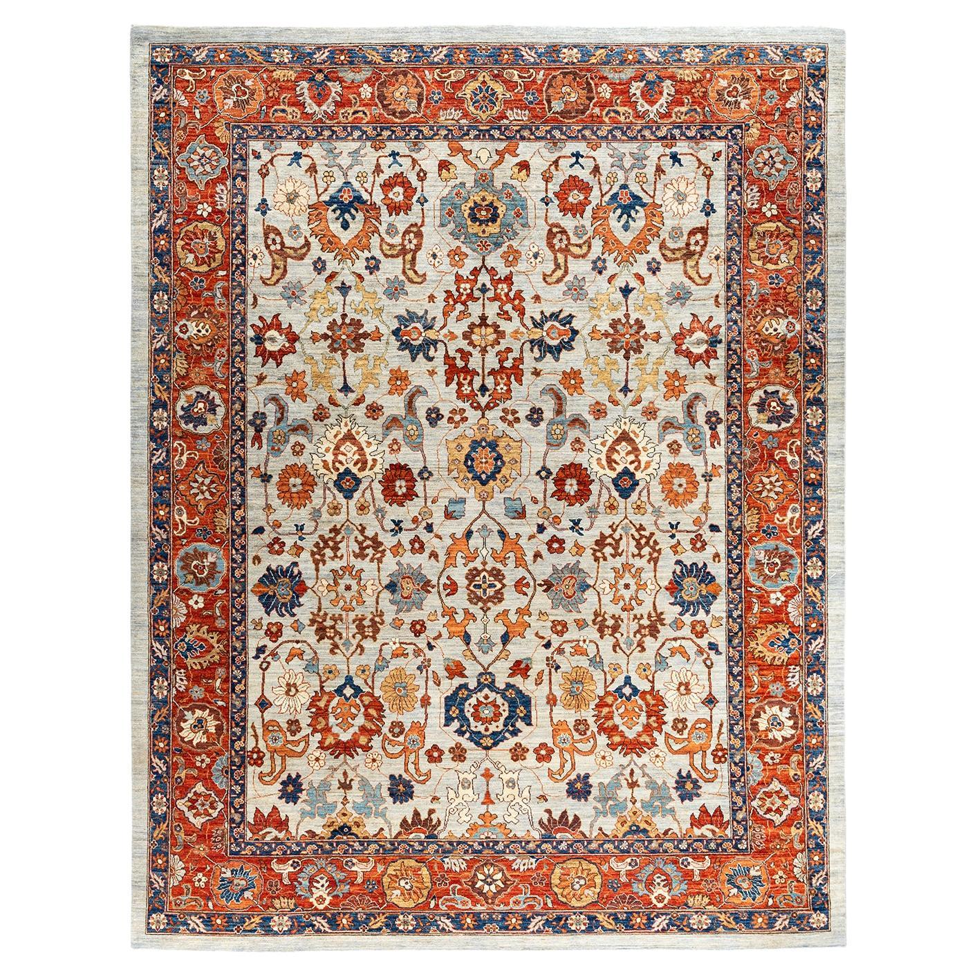 Traditional Serapi Hand Knotted Wool Gray Area Rug
