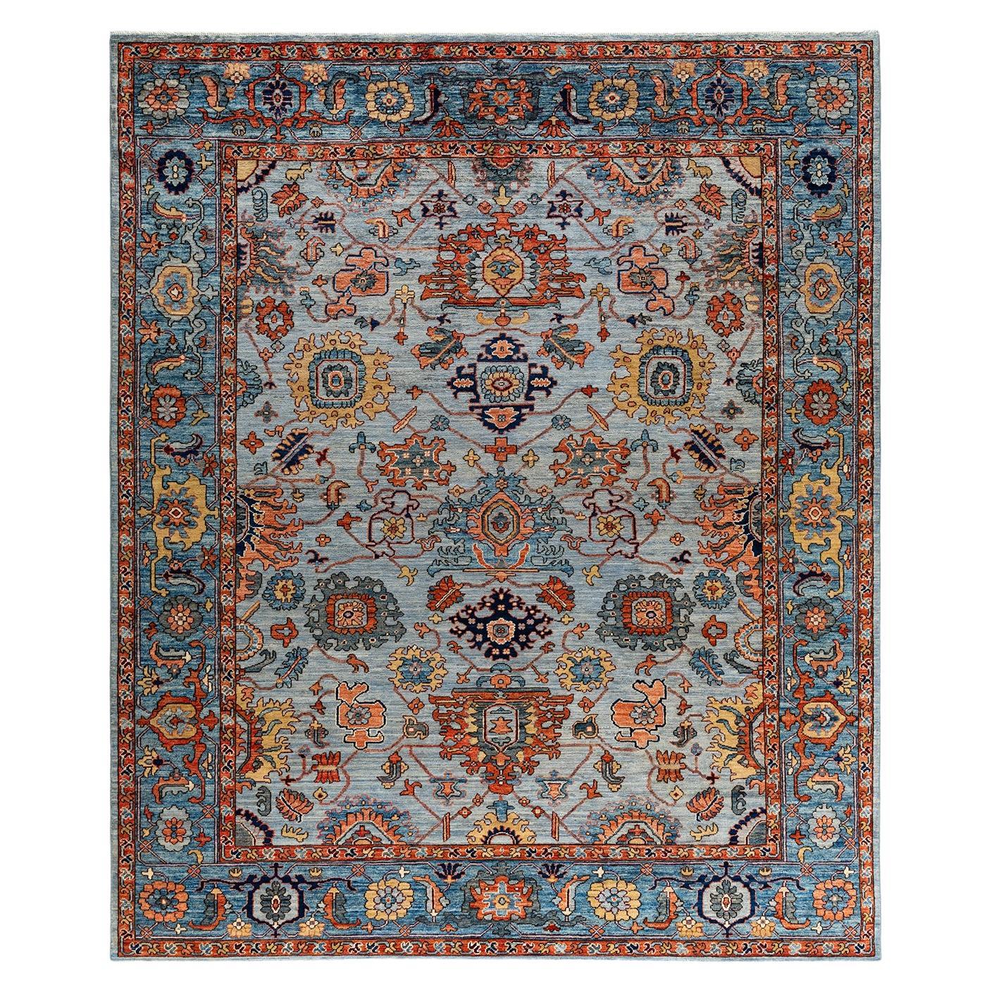 Traditional Serapi Hand Knotted Wool Gray Area Rug For Sale
