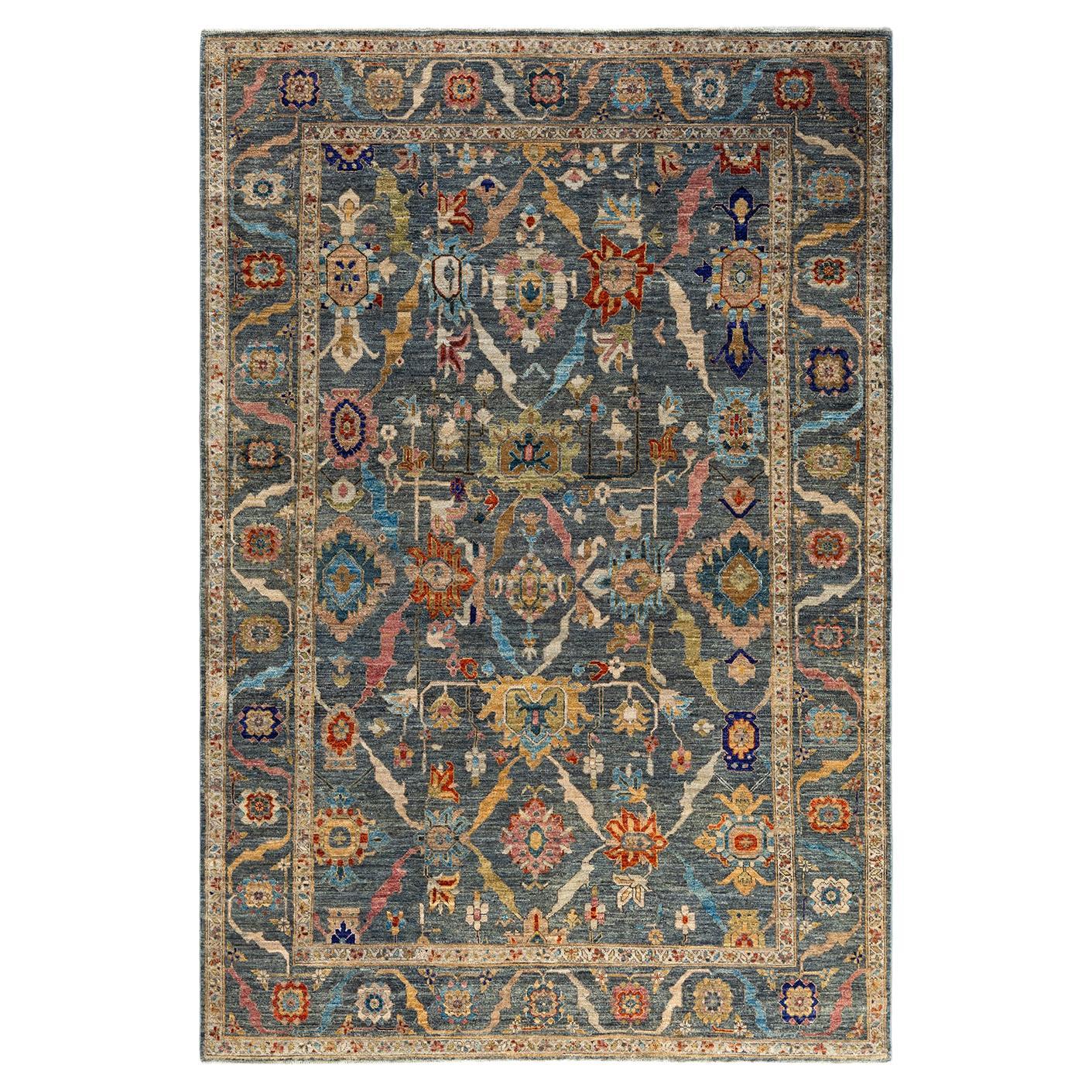  Traditional Serapi Hand Knotted Wool Gray Area Rug
