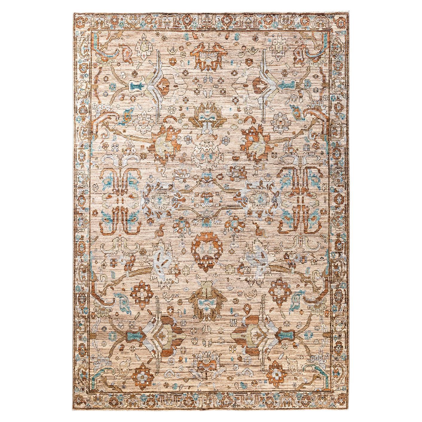 Traditional Serapi Hand Knotted Wool Gray Area Rug  For Sale