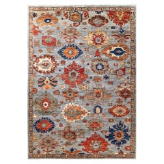 Traditional Serapi Hand Knotted Wool Gray Area Rug 
