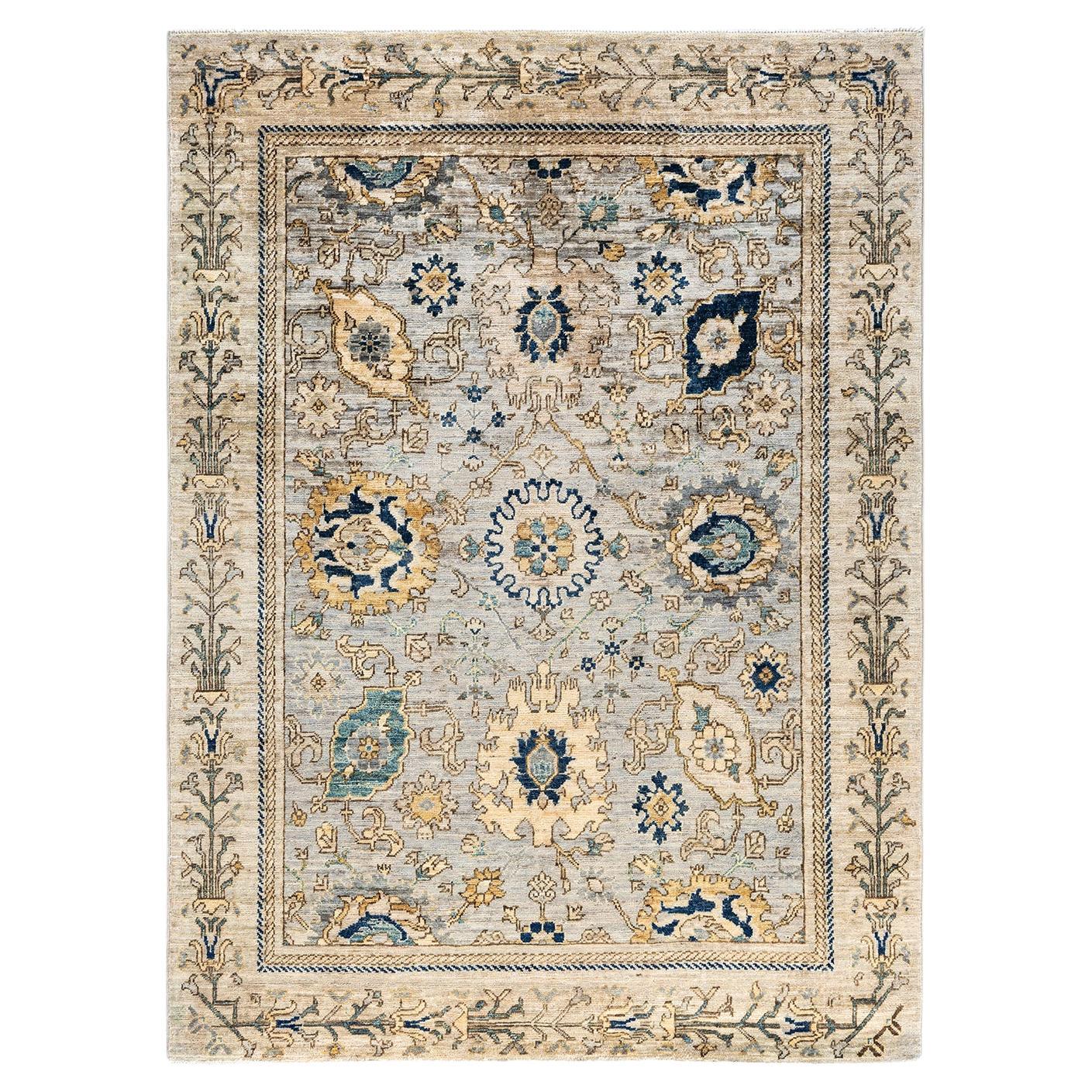  Traditional Serapi Hand Knotted Wool Gray Area Rug For Sale