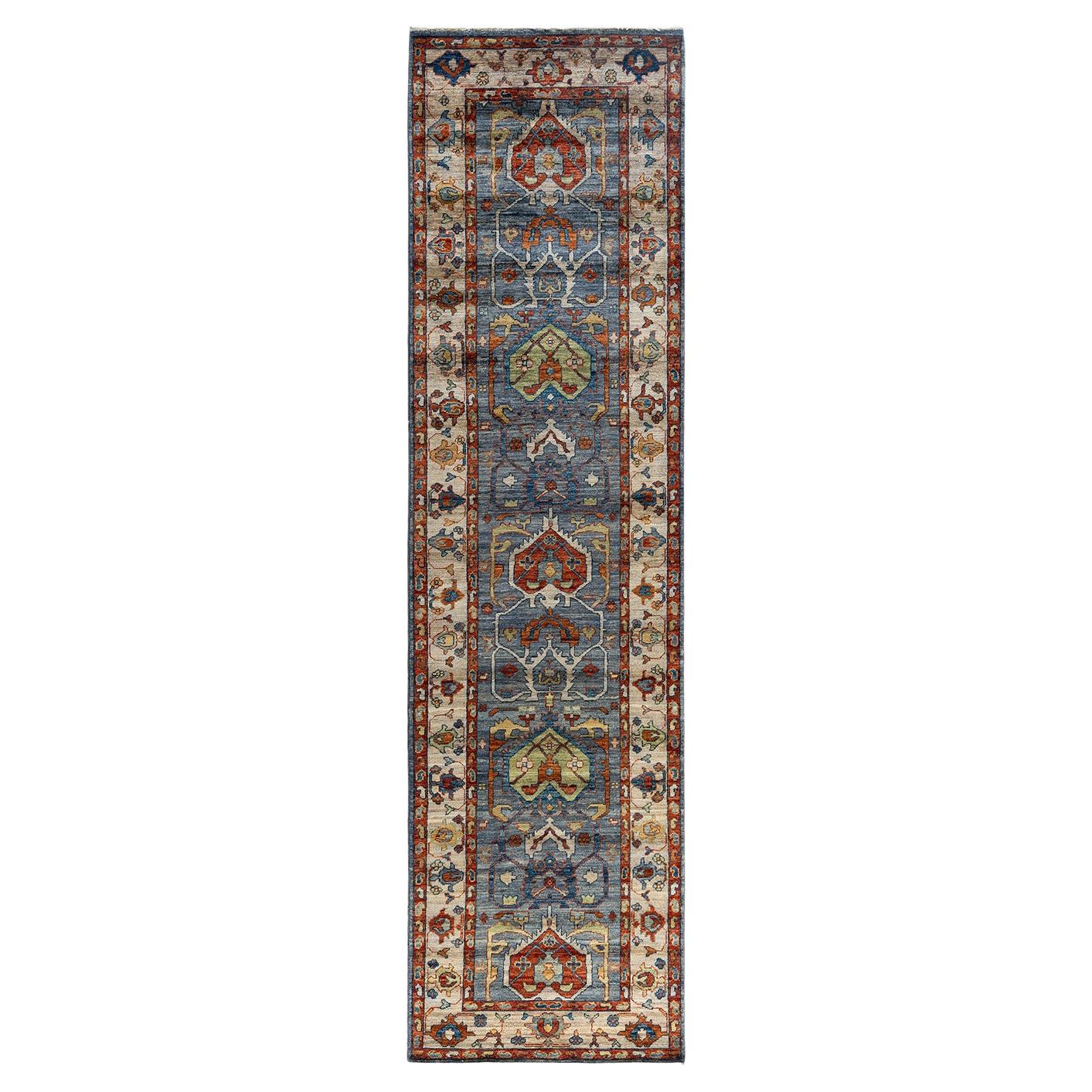 Tapis de couloir traditionnel Serapi noué à la main gris 2' 9" x 10' 2"