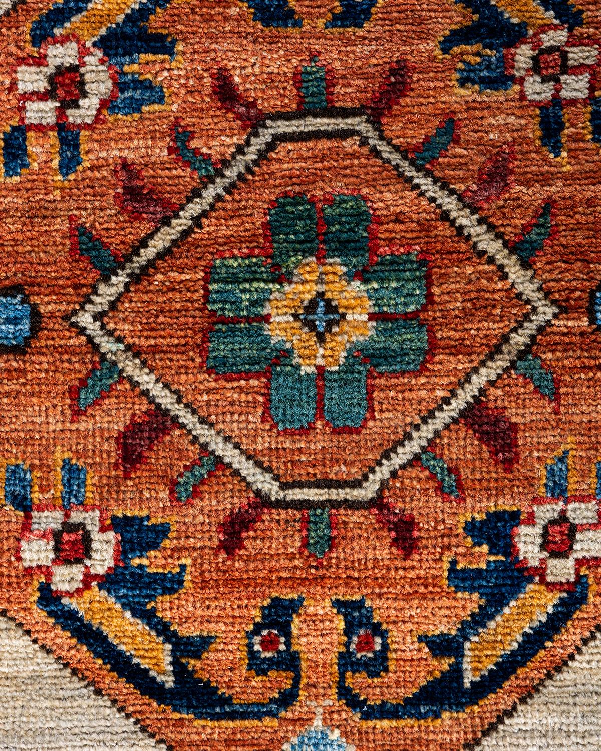 Traditioneller handgeknüpfter Serapi-Läufer aus grauer Wolle in Grau 2' 9