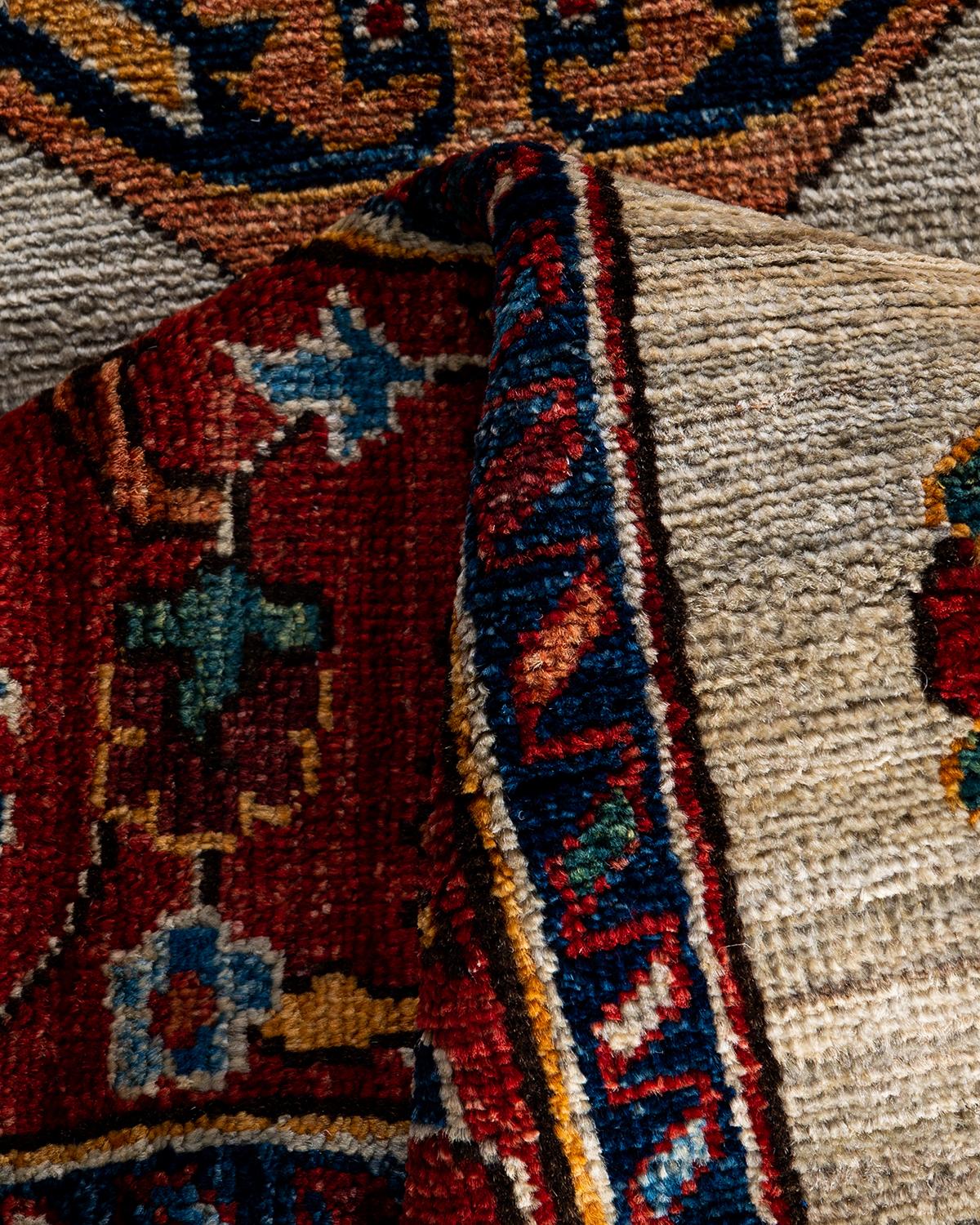 Traditioneller handgeknüpfter Serapi-Läufer aus grauer Wolle in Grau 2' 9