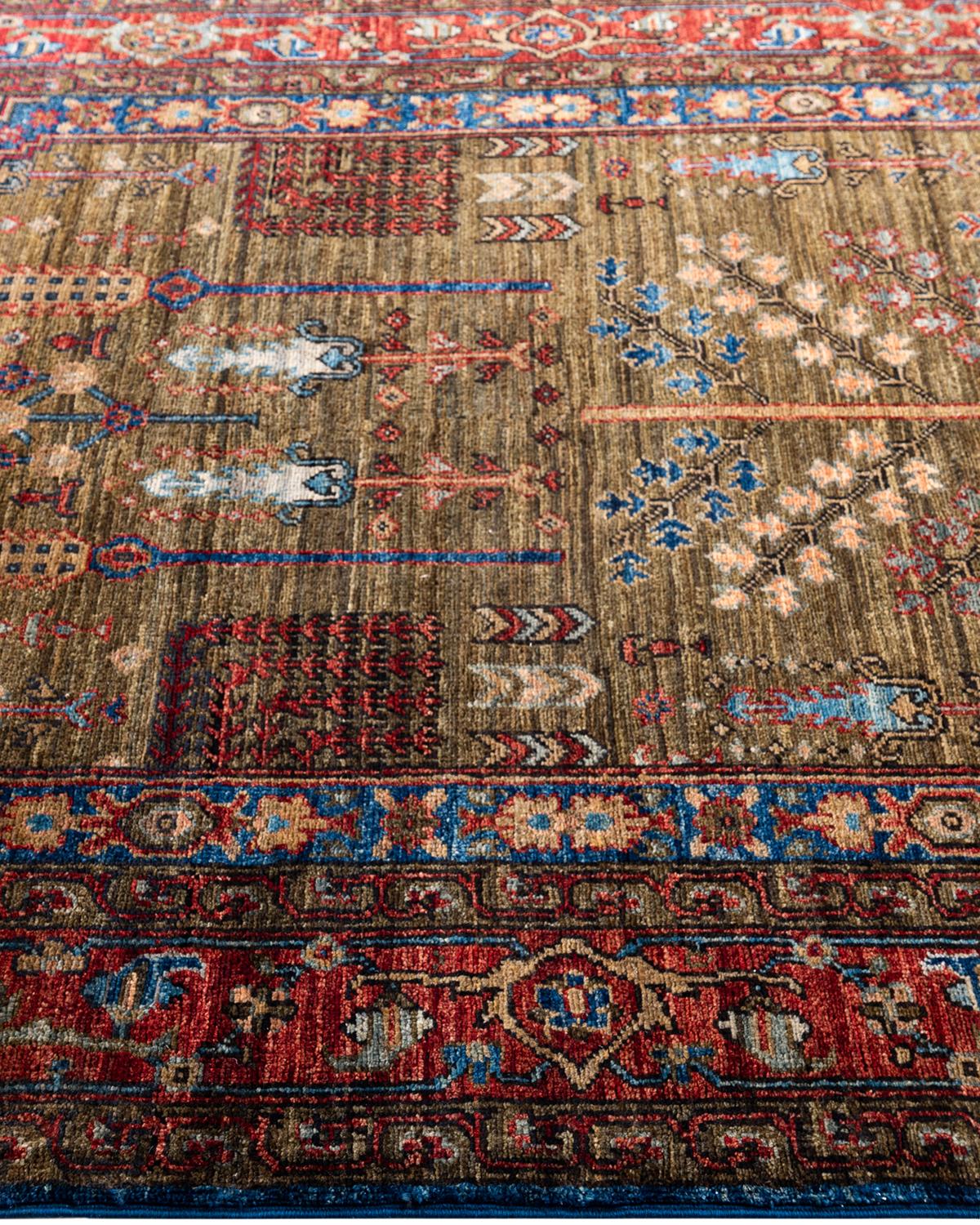  Traditional Serapi Hand Knotted Wool Green Area Rug In New Condition For Sale In Norwalk, CT