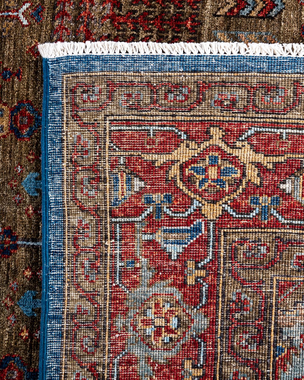 XXIe siècle et contemporain  Tapis traditionnel Serapi noué à la main en laine verte en vente
