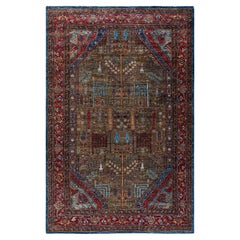  Traditional Serapi Hand Knotted Wool Green Area Rug