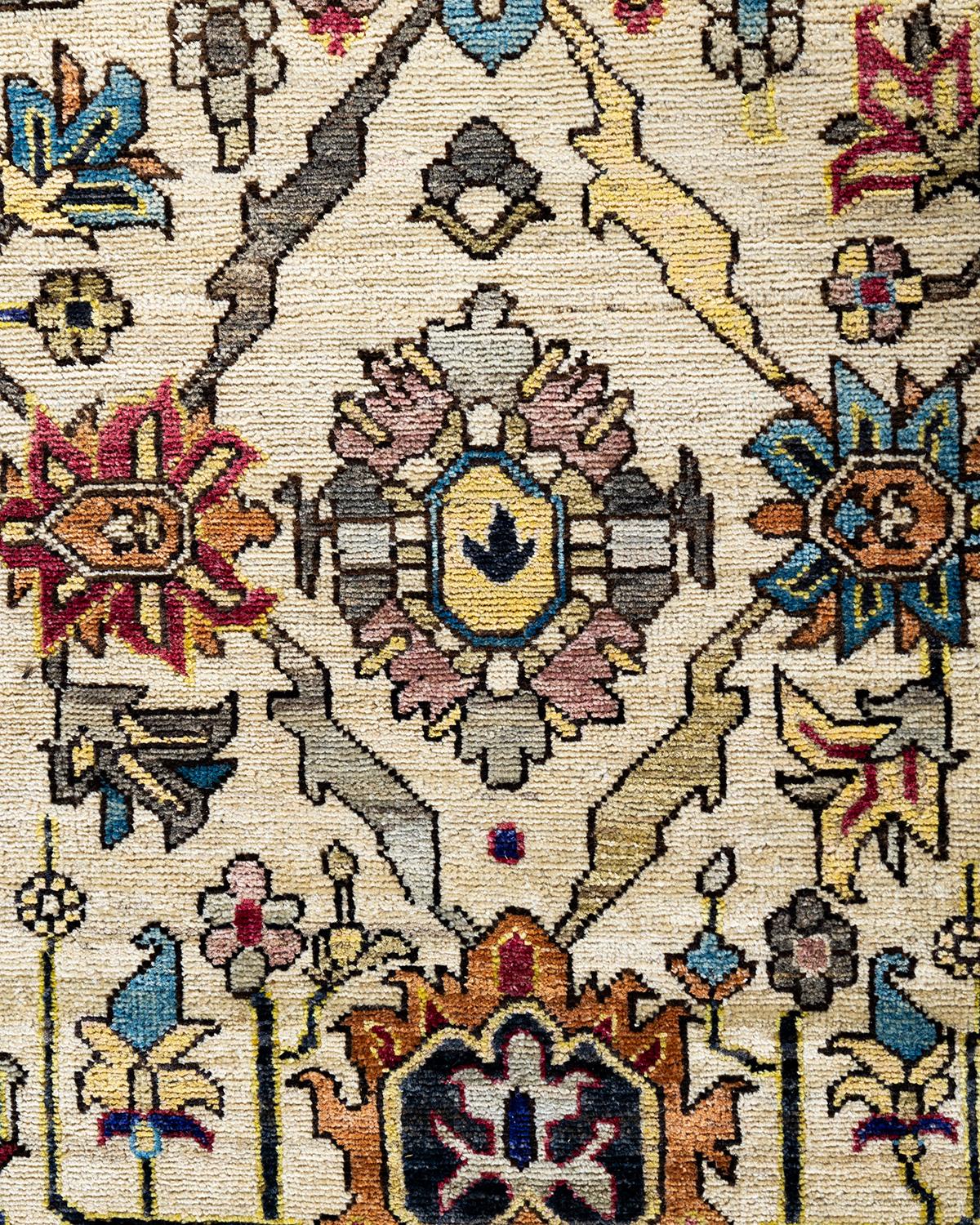 Pakistanais Tapis traditionnel Serapi ivoire noué à la main 2' 10