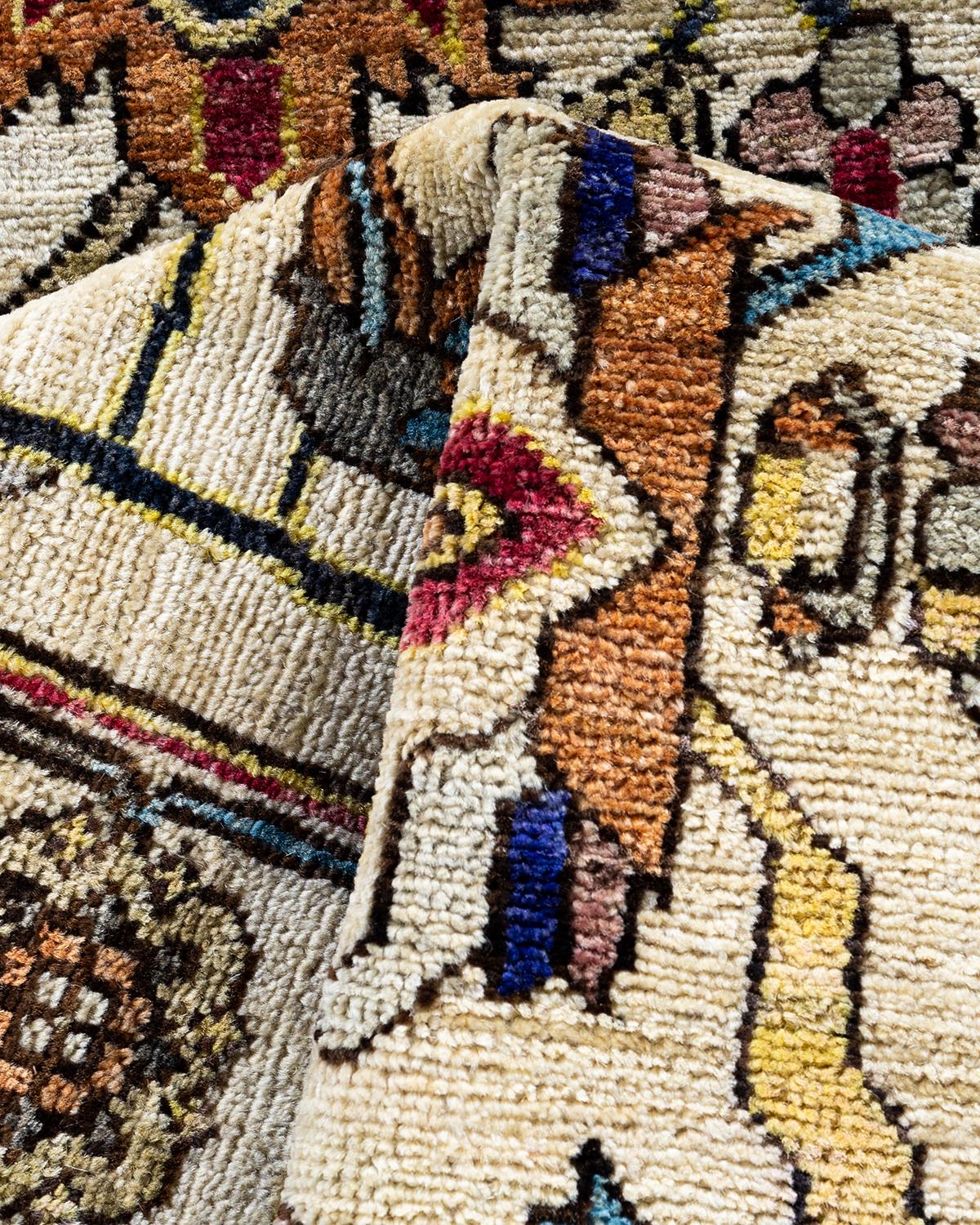 Laine Tapis traditionnel Serapi ivoire noué à la main 2' 10