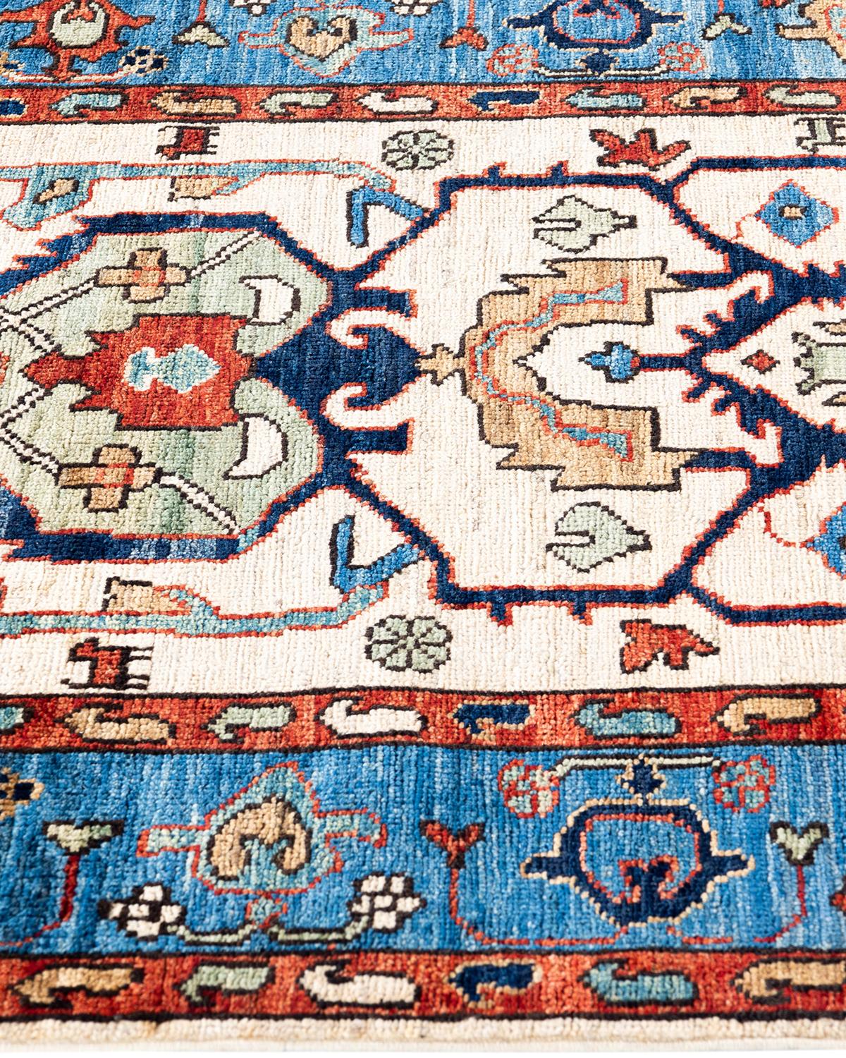 Noué à la main Tapis traditionnel Serapi noué à la main ivoire de 2' 10