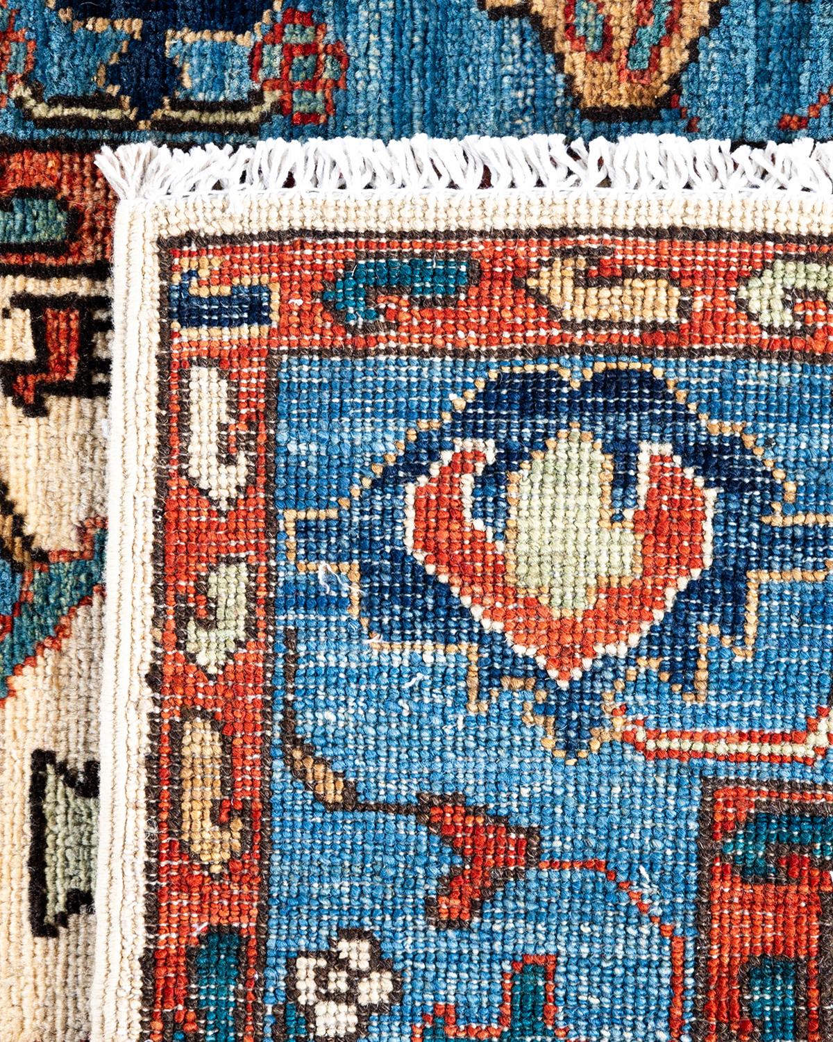 Tapis traditionnel Serapi noué à la main ivoire de 2' 10