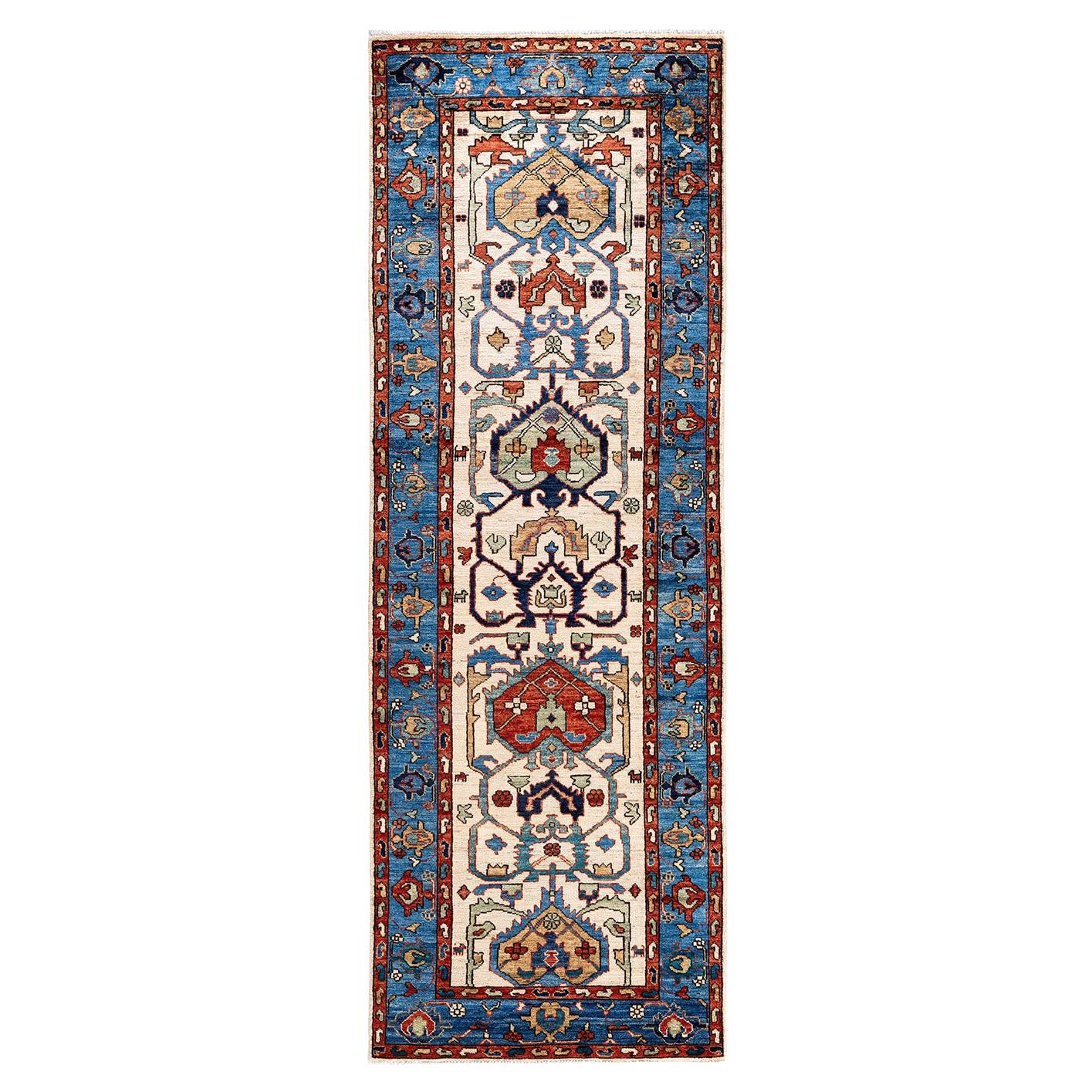 Tapis traditionnel Serapi noué à la main ivoire de 2' 10" x 8' 2"